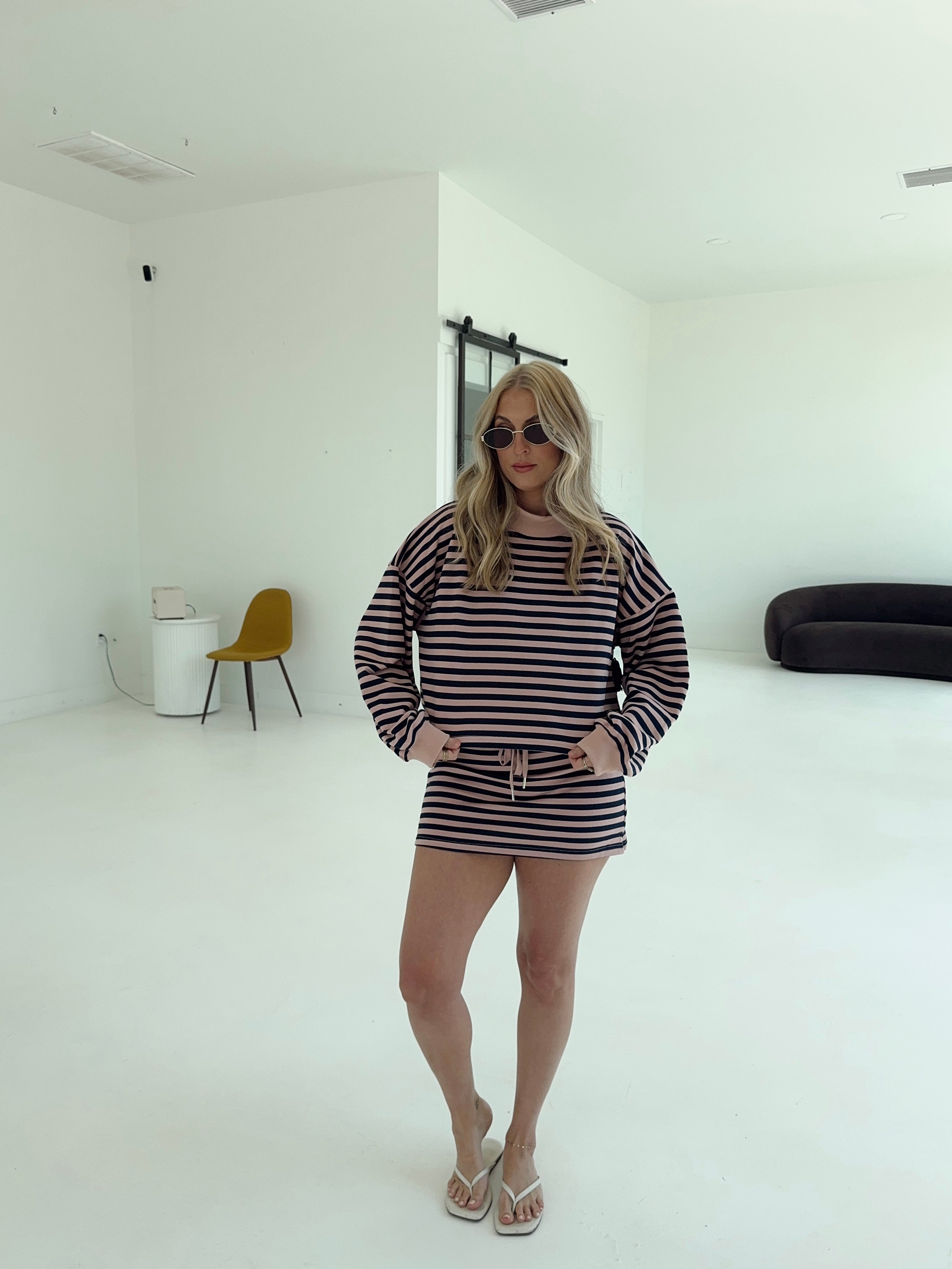 Weekender Stripe Skort - Blush/Navy