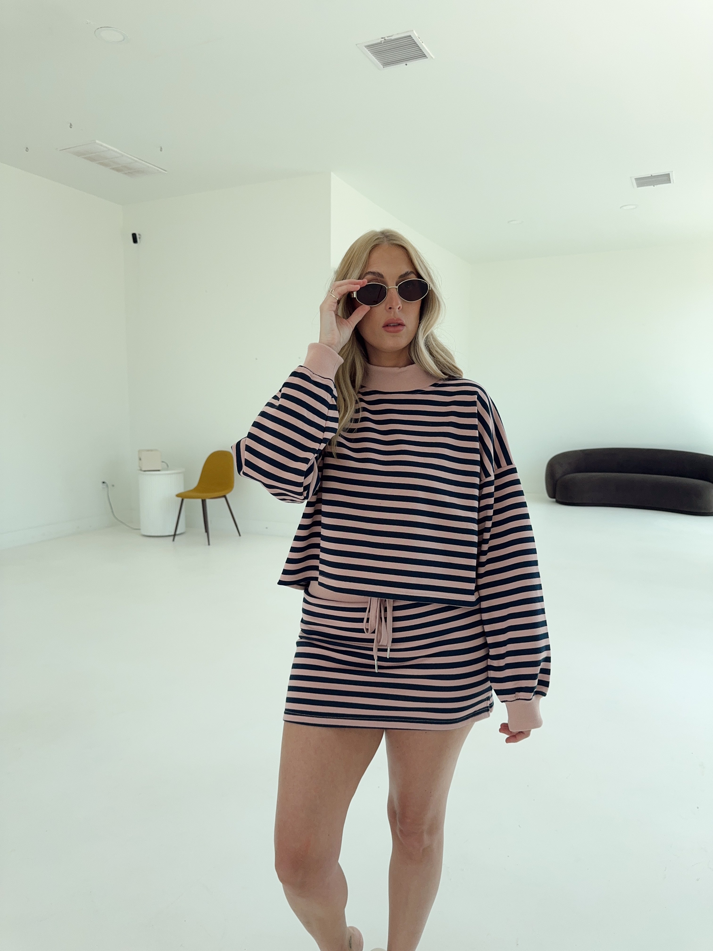 Weekender Stripe Skort - Blush/Navy