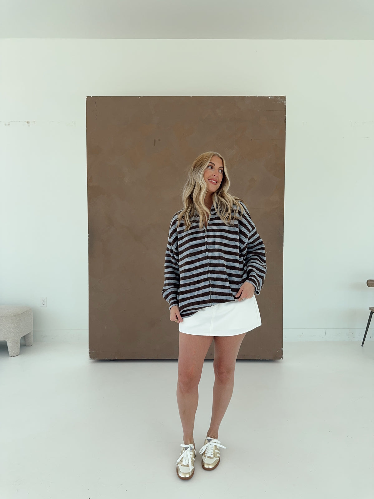Lyla Long Sleeve Stripe Sweater Jacket