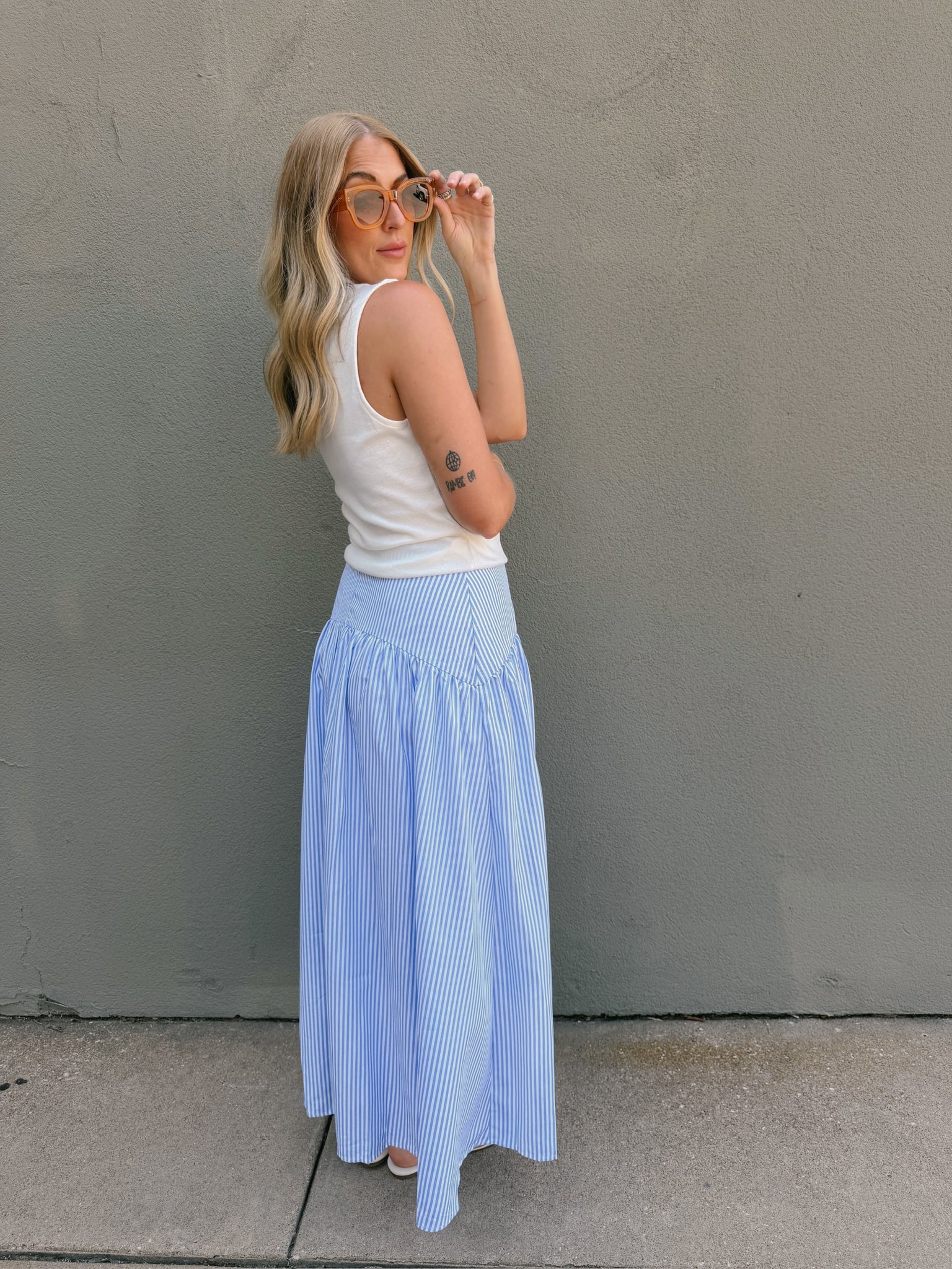 Set Your Sails Skirt - Blue & White Stripe