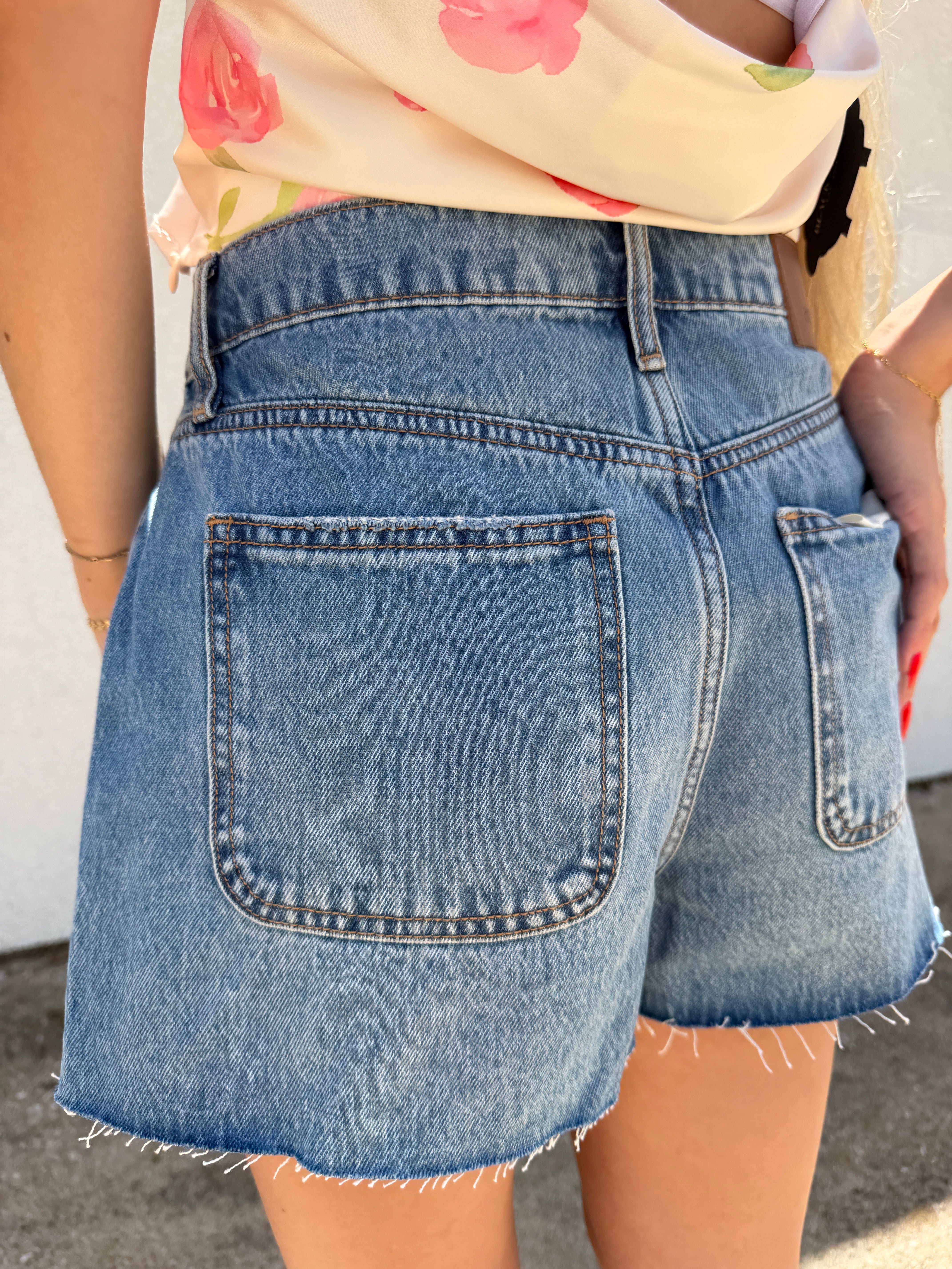 A-Line Medium Wash Denim Shorts