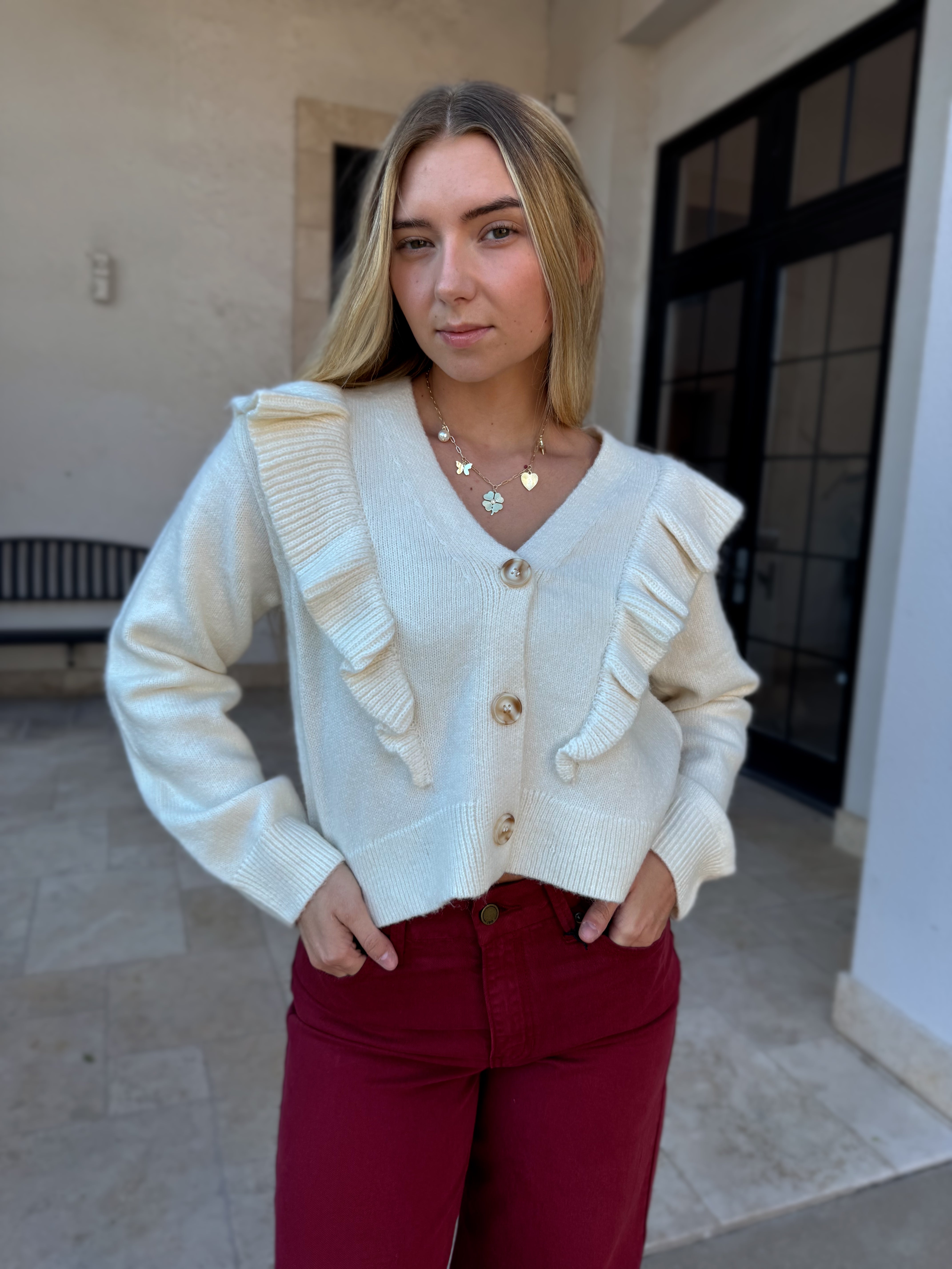 Ruffle Knit Cardigan