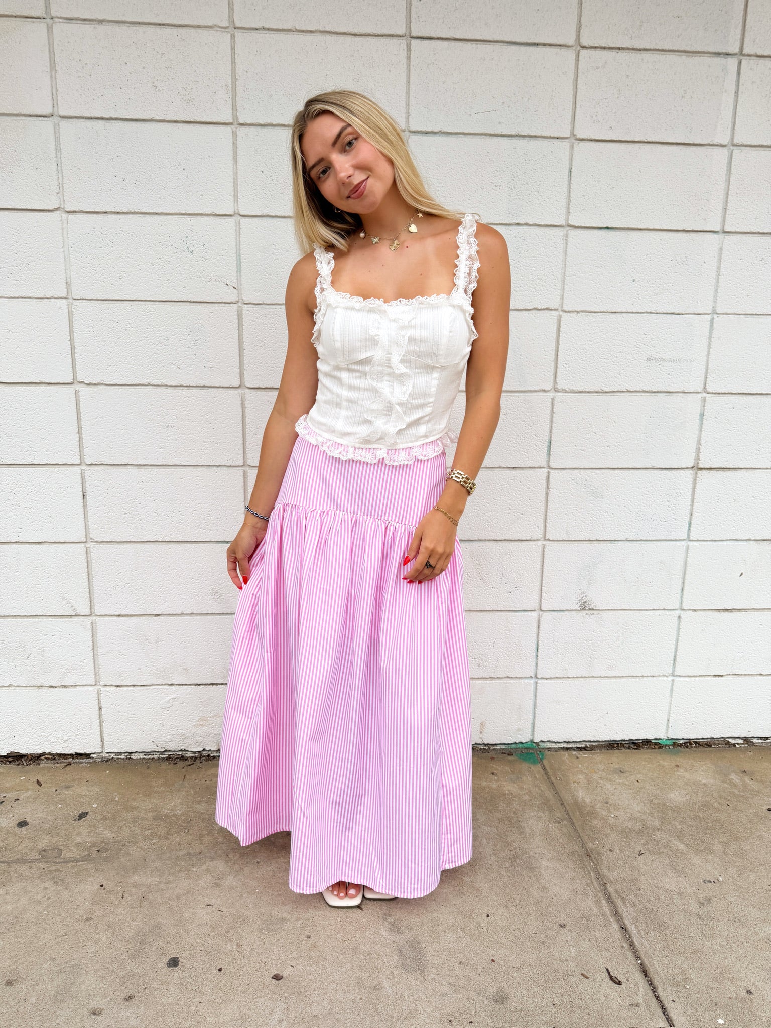 Set Your Sails Skirt - Pink Stripe