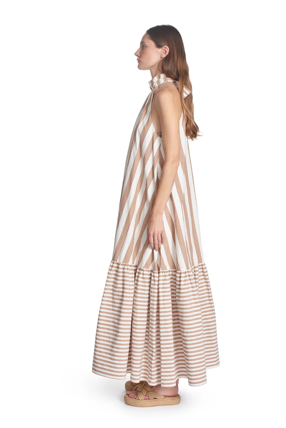 Corey Lynn Calter Avalon Dress in Tan Stripe