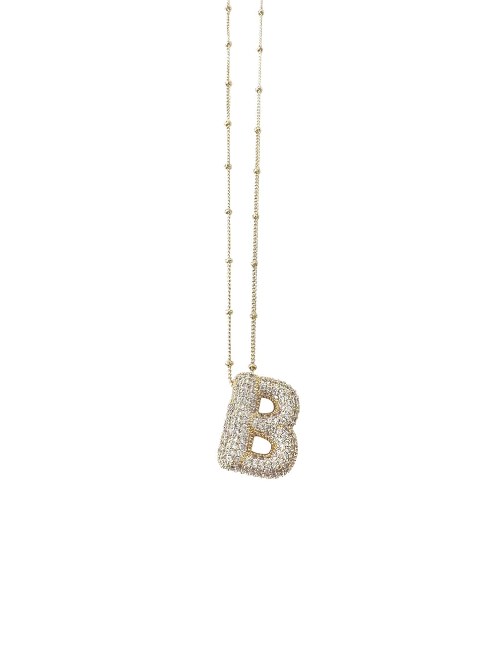Gemelli Pave Bubble Initial Necklace