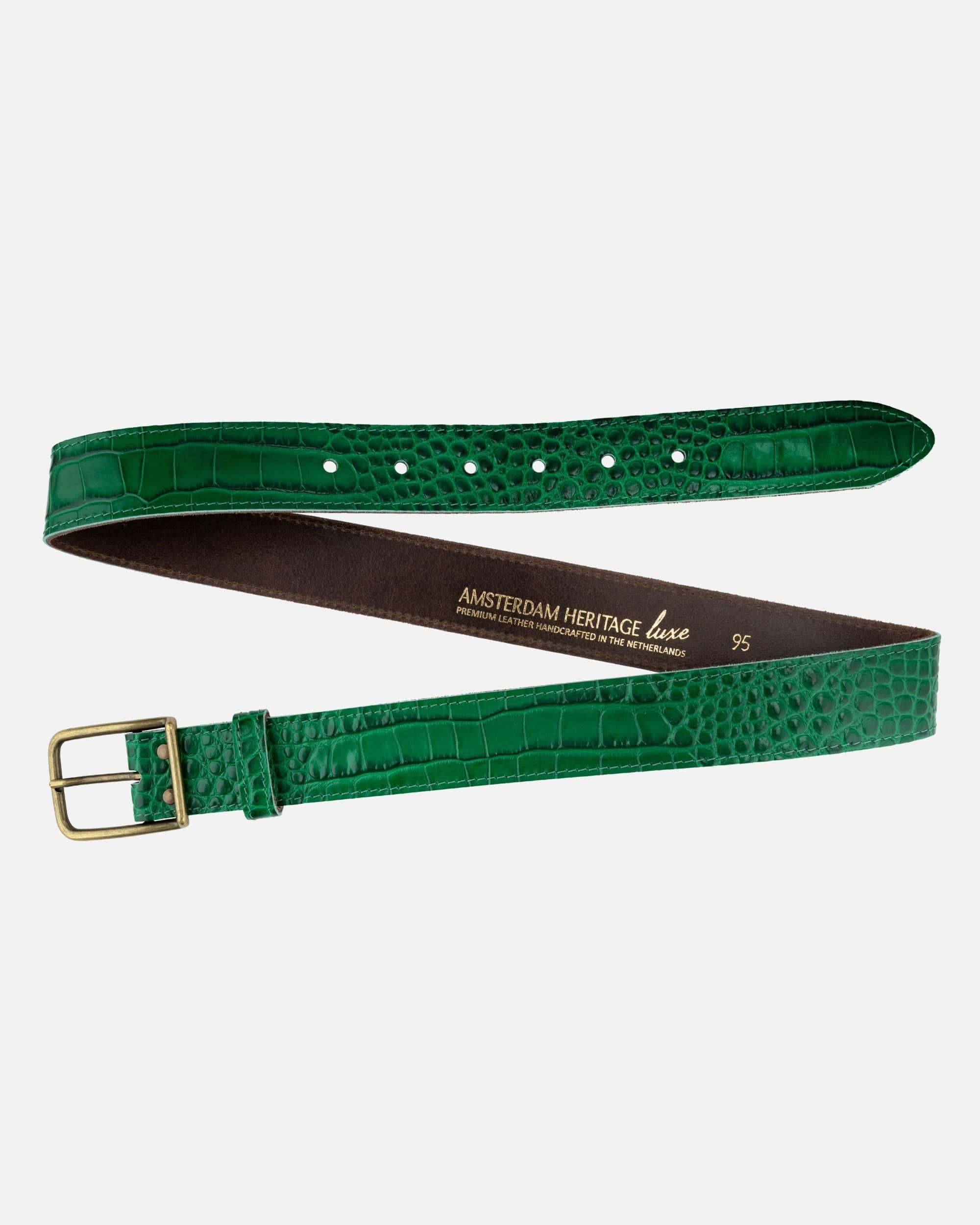 Amsterdam Heritage Belts Damy | Crocodile Embossed Leather Belt: Green
