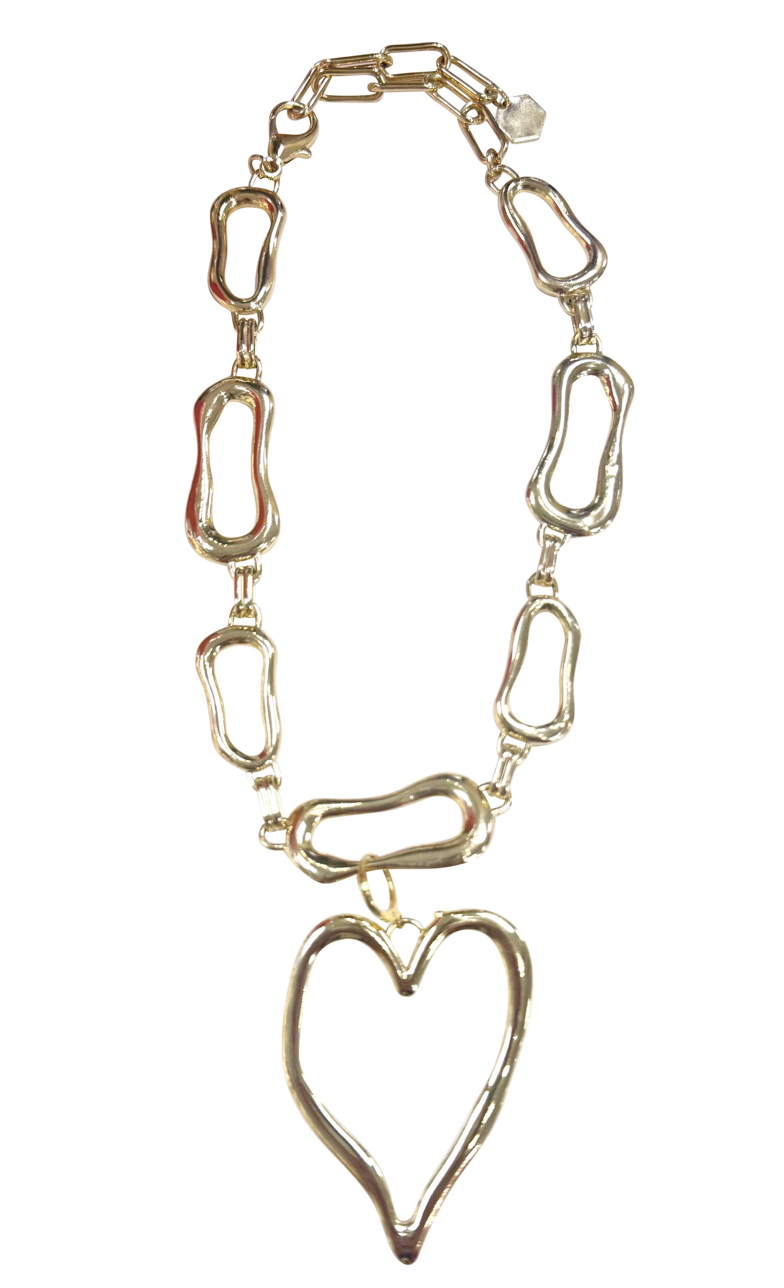 Mandy Open Link Chain Necklace with Jumbo Heart