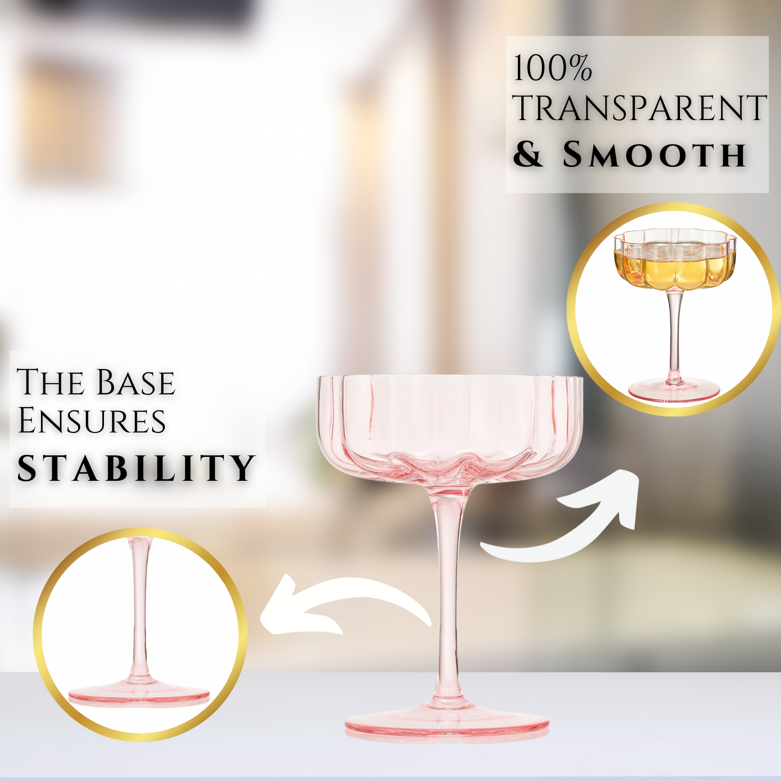 Flower Vintage Wavy Petals Wave Glass Coupes 7oz Set of 2