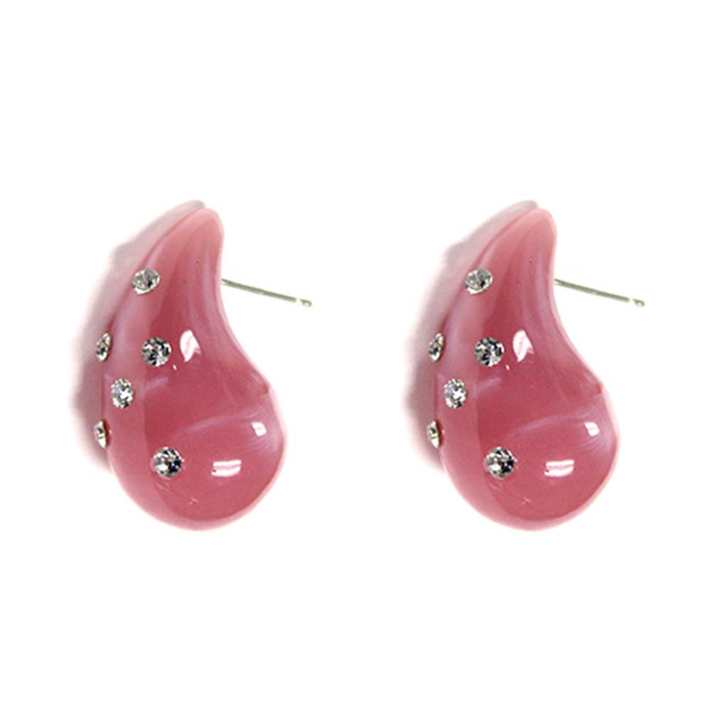 Rhinestone Pink Teardrop Earring
