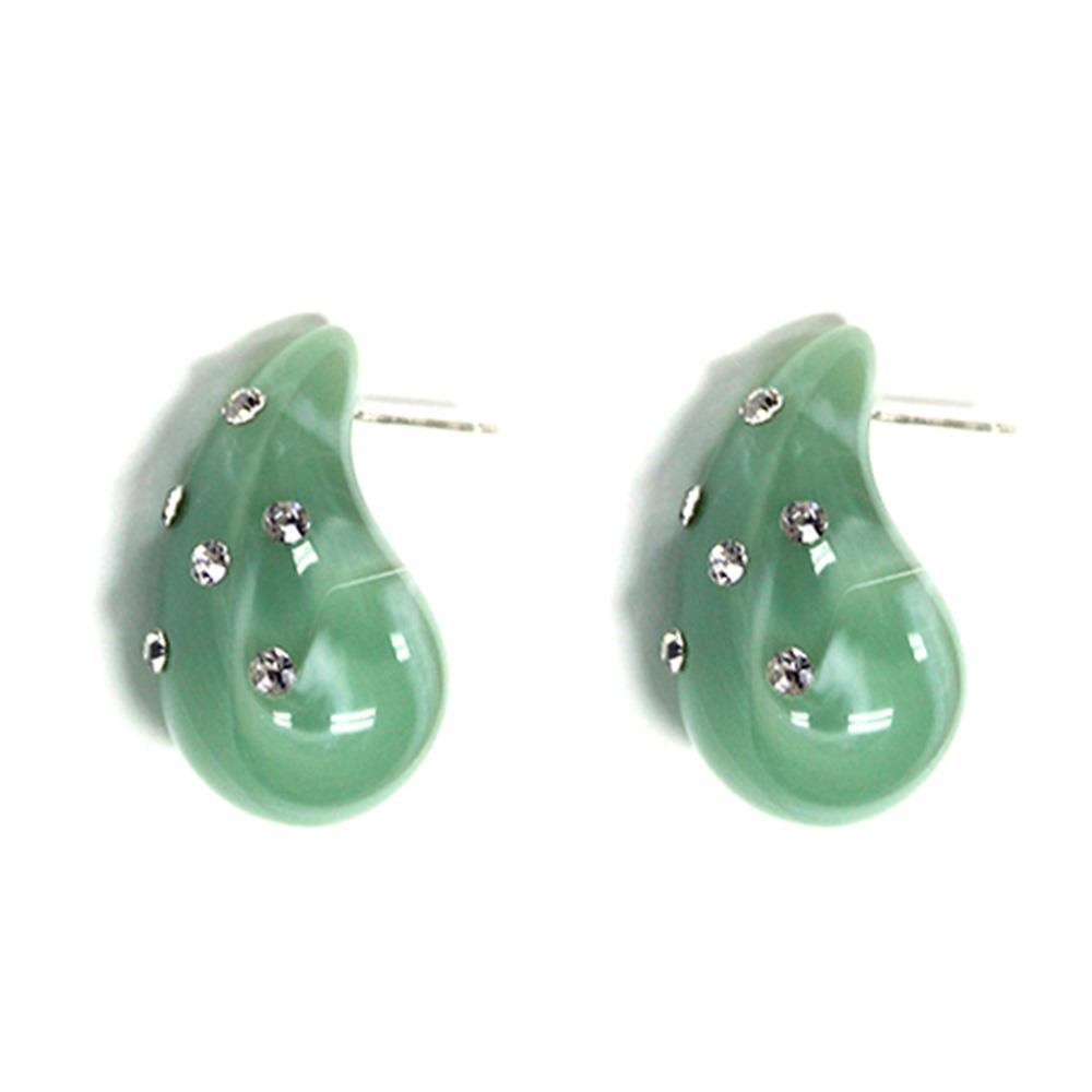Rhinestone Green Teardrop Earring