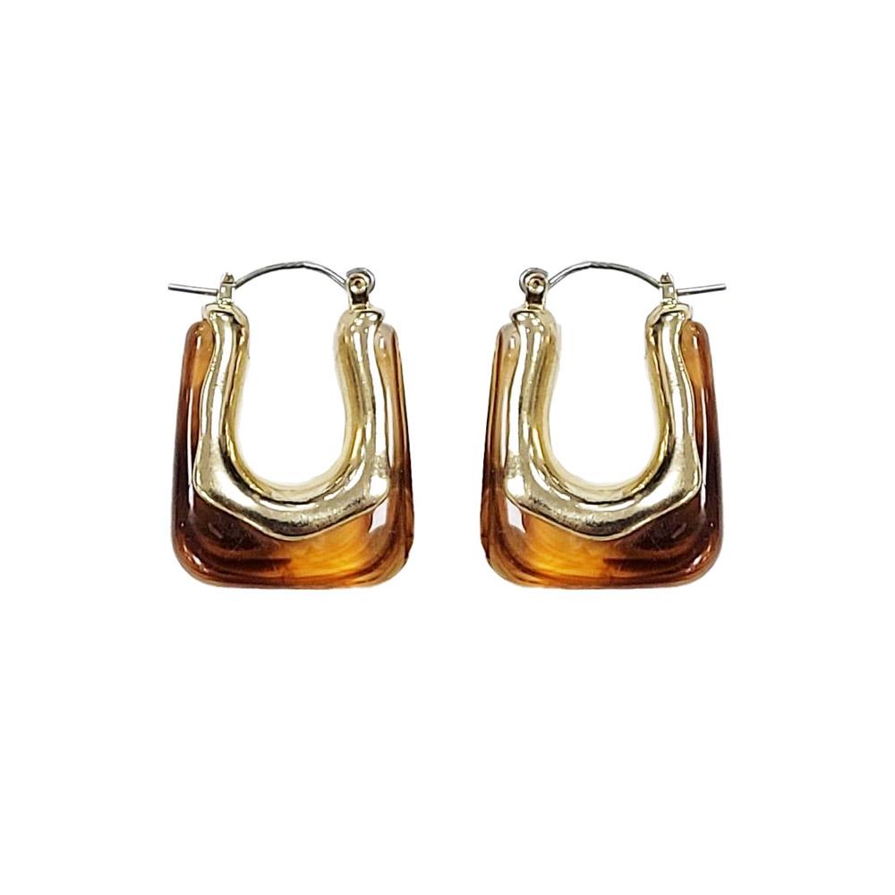Resin Metal Rectangle Earring