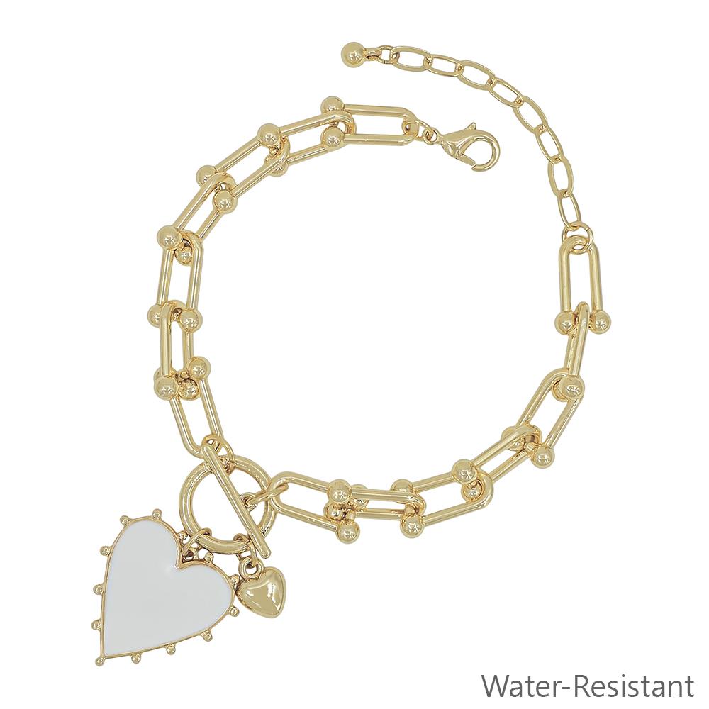 White Heart Chain Bracelet
