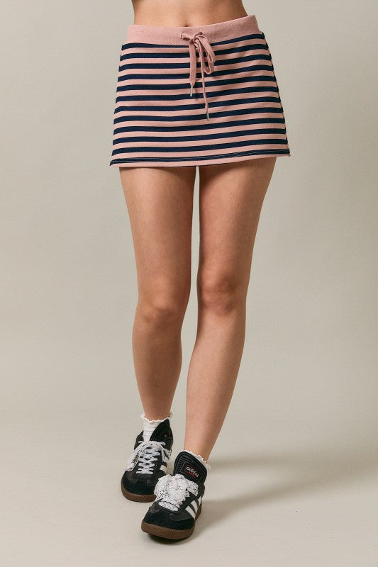 Pre-Order Weekender Stripe Skort - Blush/Navy (eta 8/30)