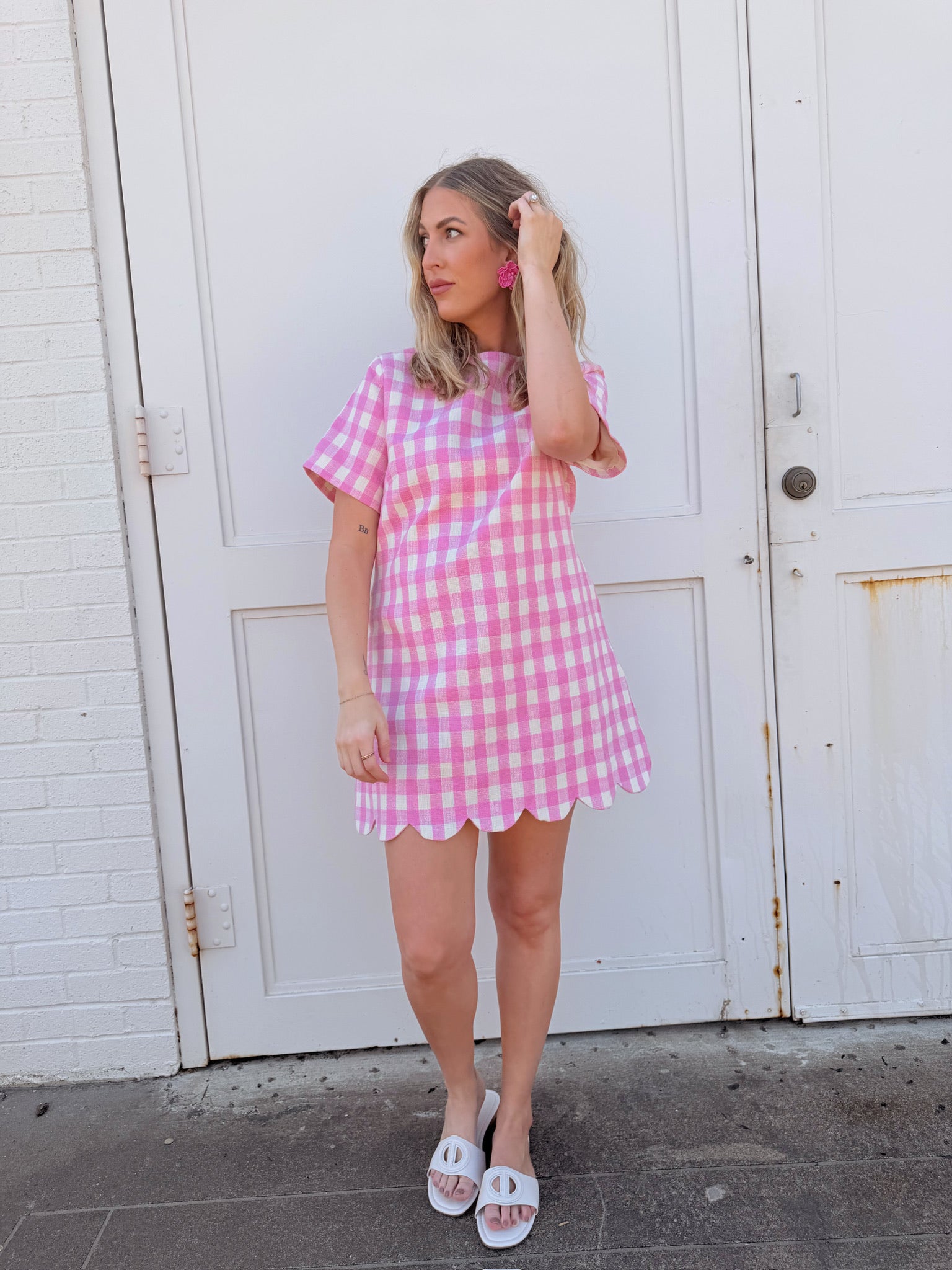 Pink Picnic Scallop Hem Dress