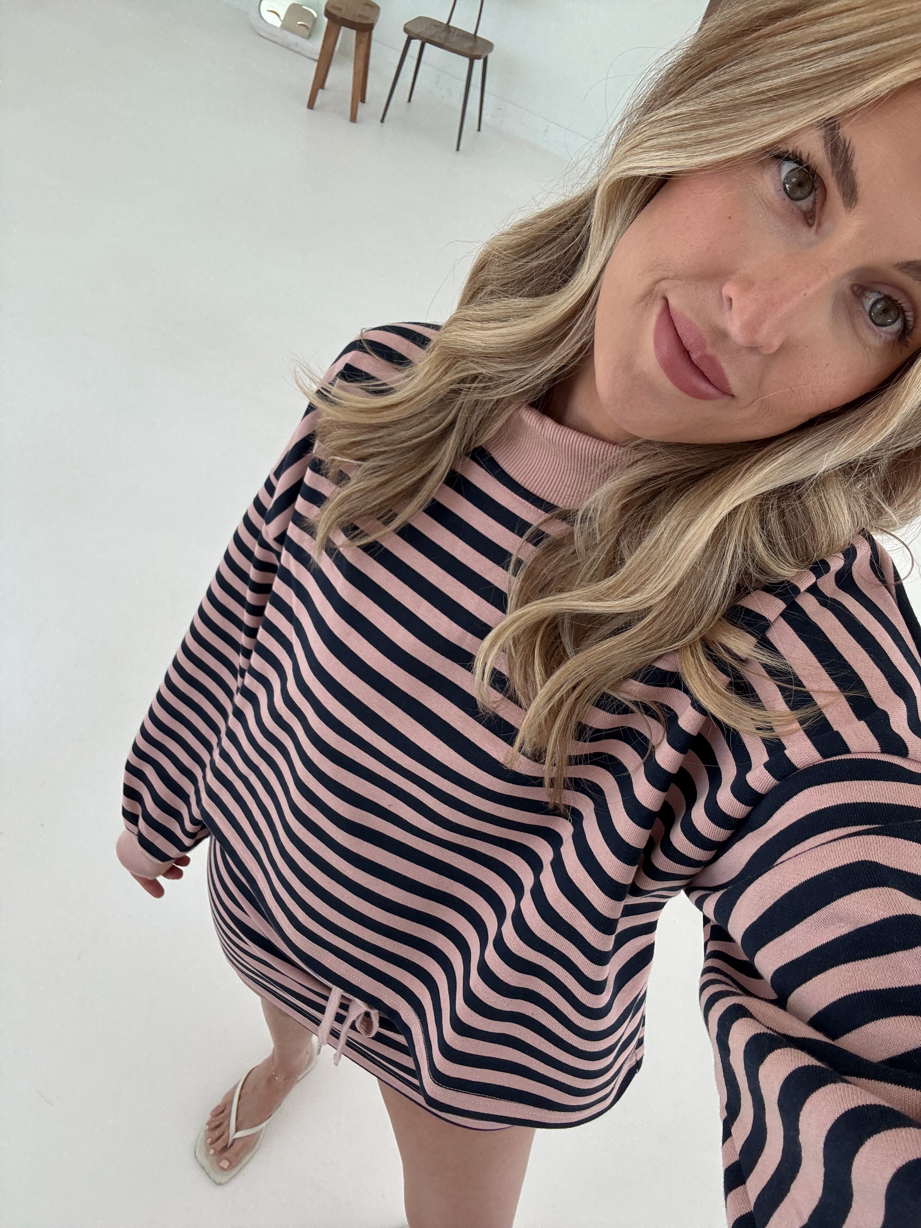 Weekender Stripe Skort - Blush/Navy