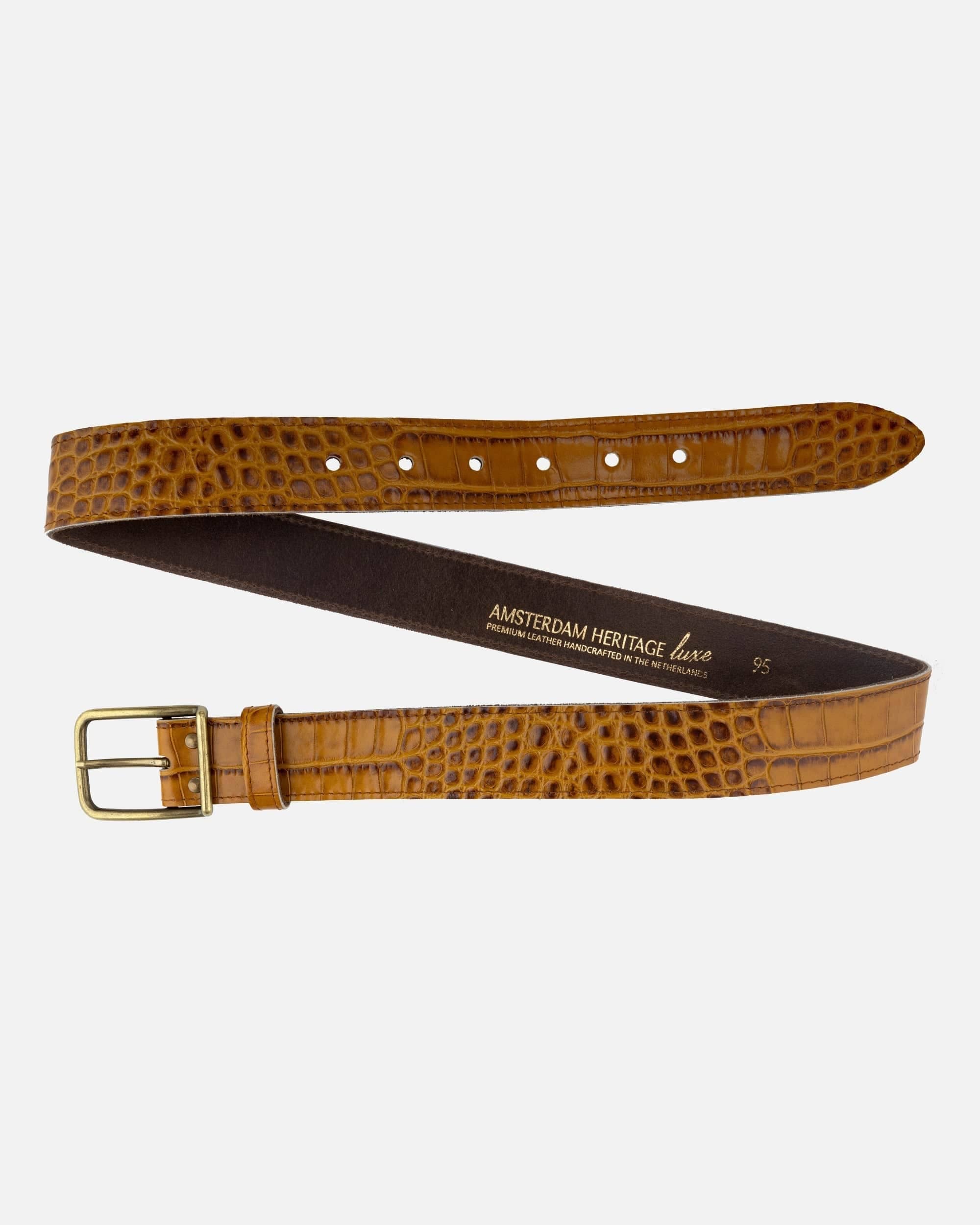 Amsterdam Heritage Belts Damy | Crocodile Embossed Leather Belt: Camel
