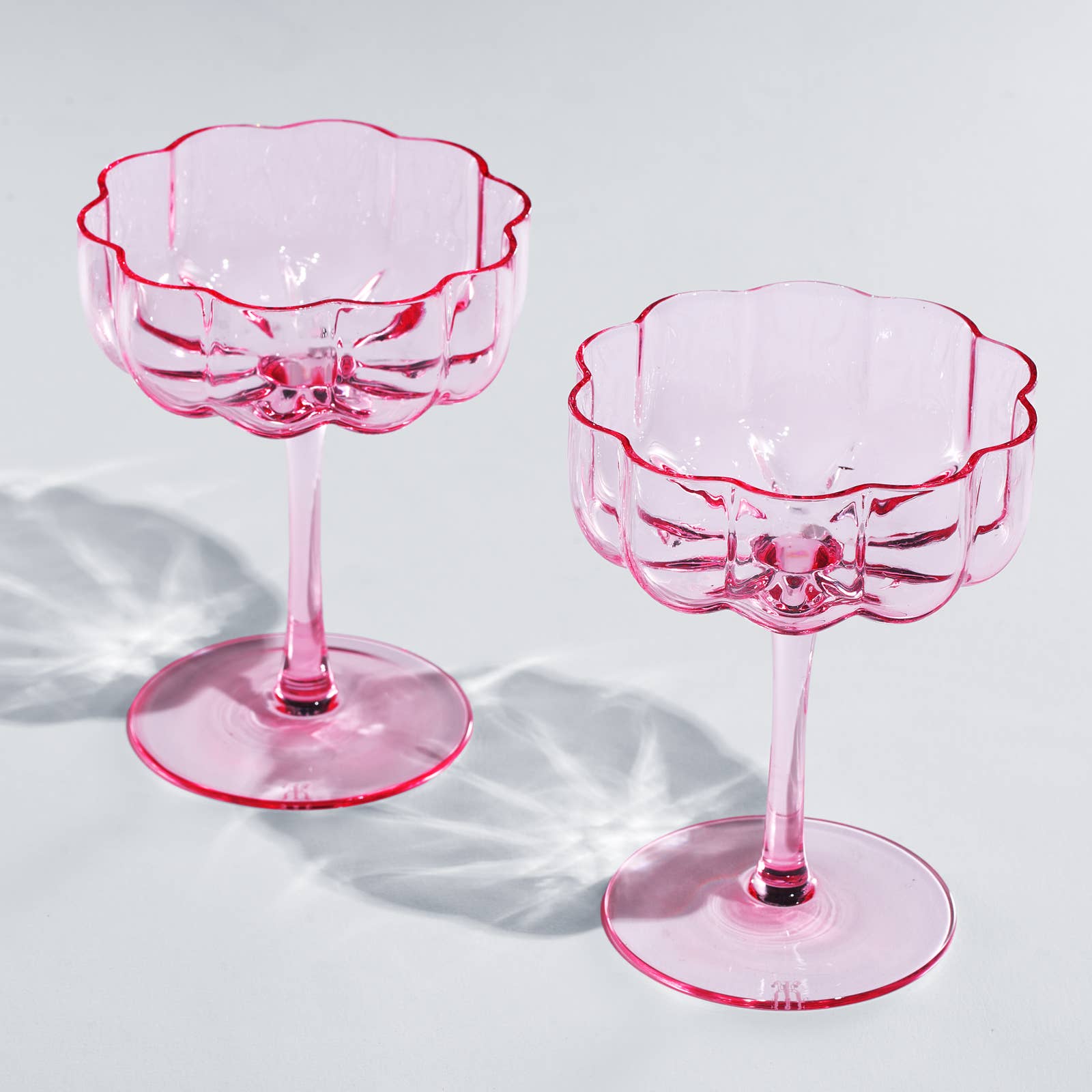Flower Vintage Wavy Petals Wave Glass Coupes 7oz Set of 2