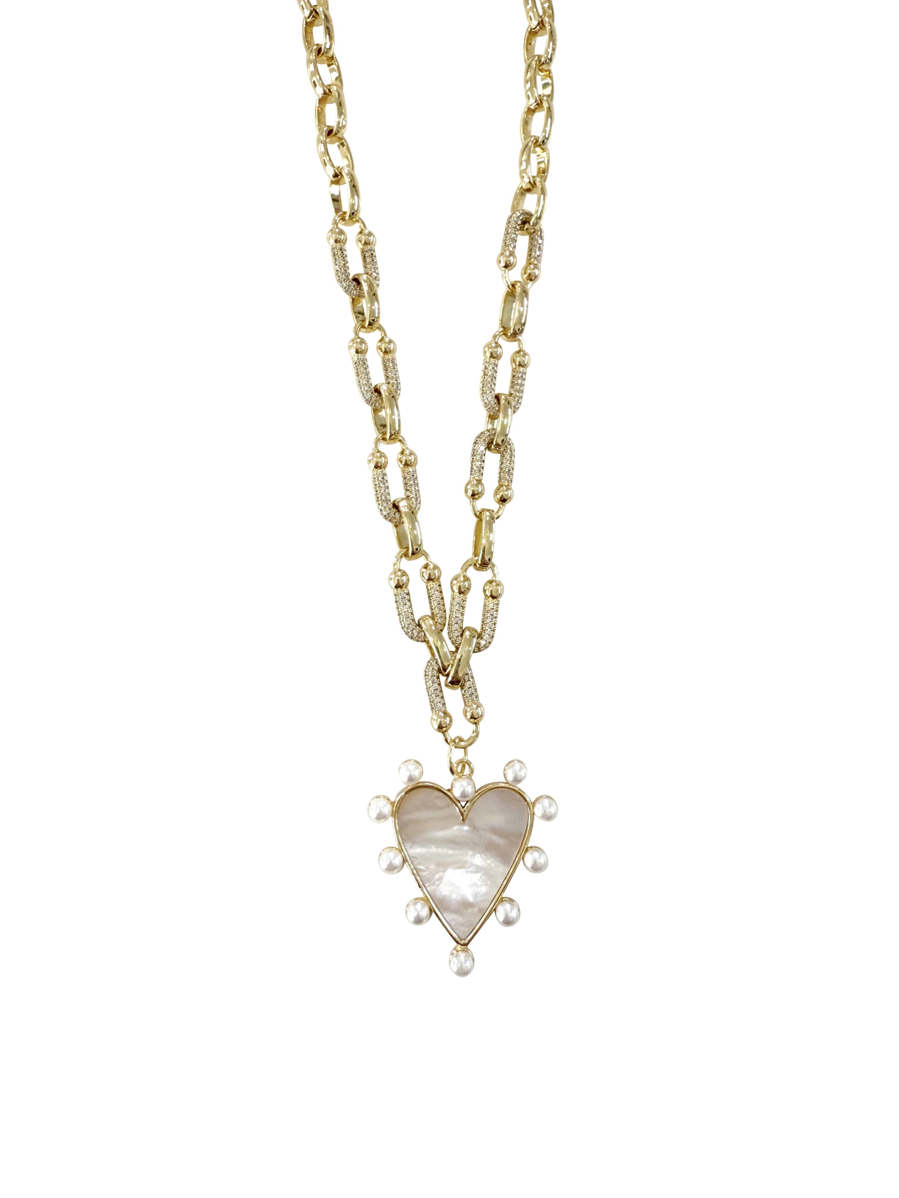 Gemelli Marella Gold Pearl Heart Necklace