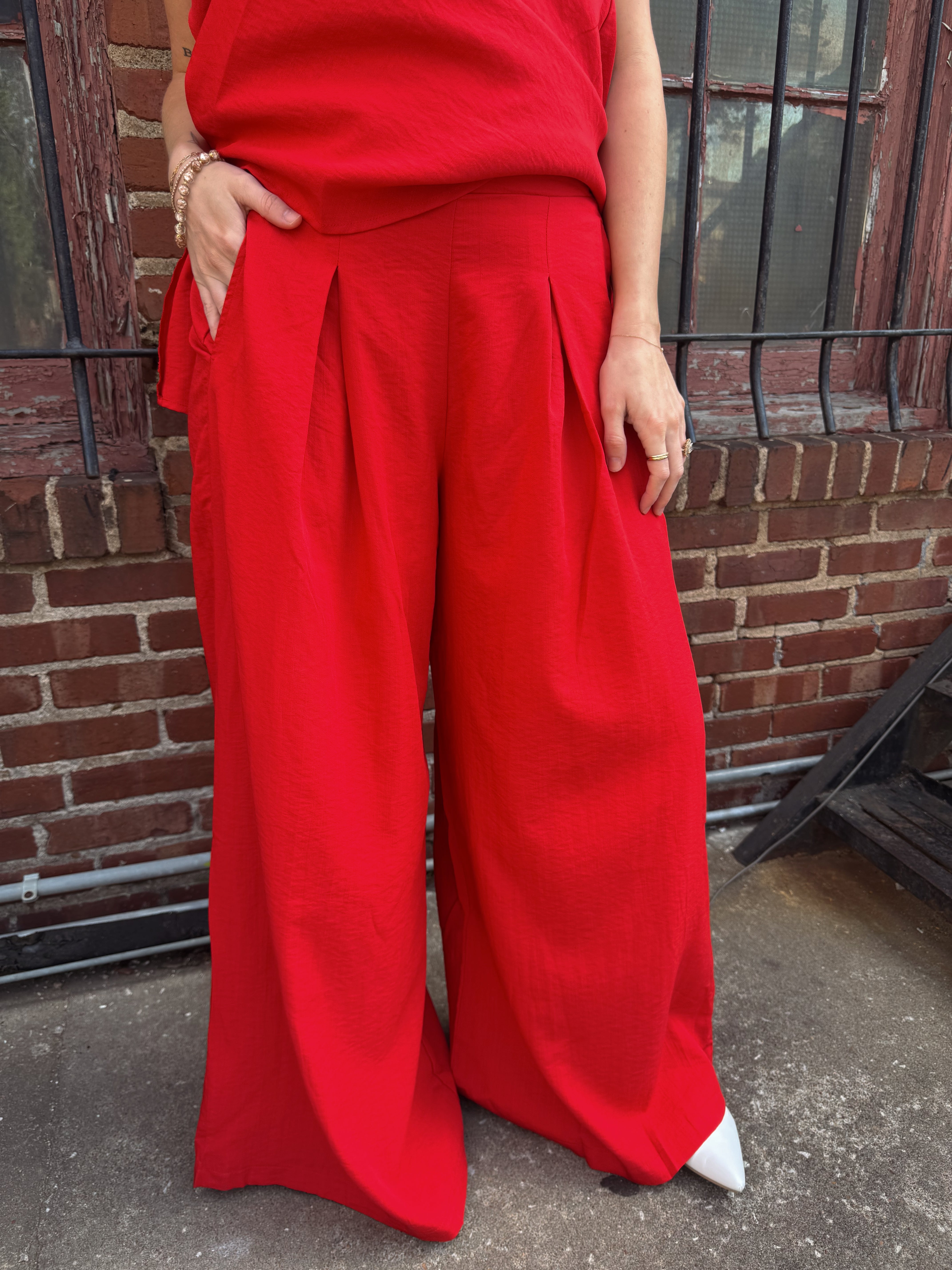 Bri Red Flowy Pant