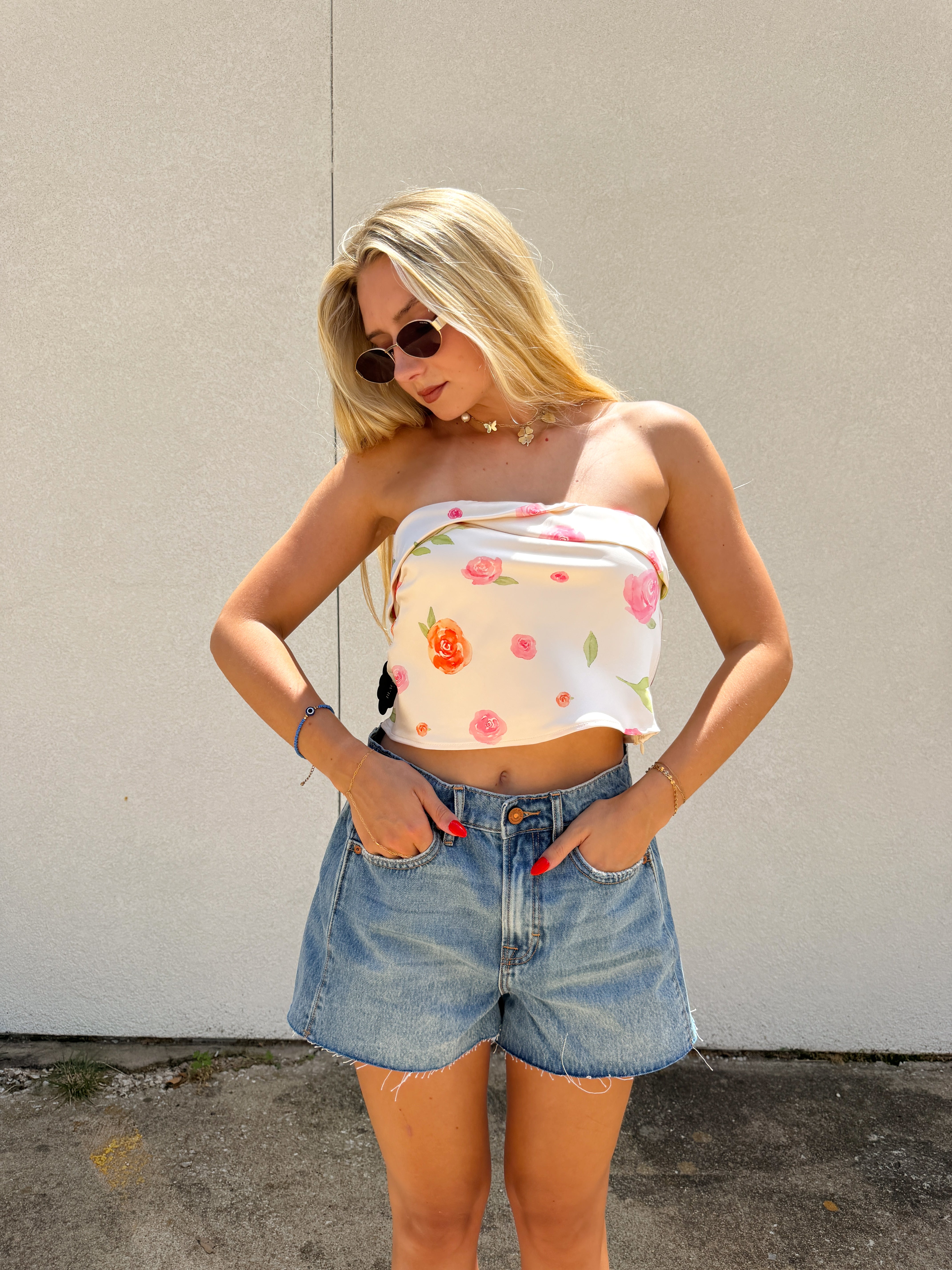 A-Line Medium Wash Denim Shorts