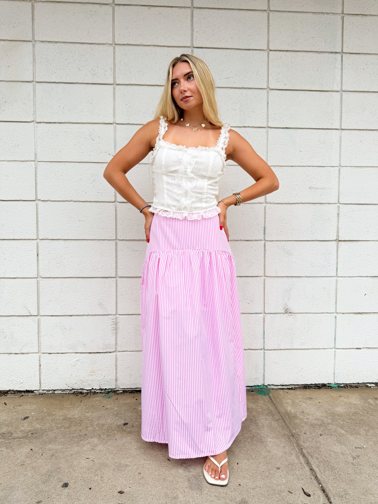 Fran White Ruffle Tank