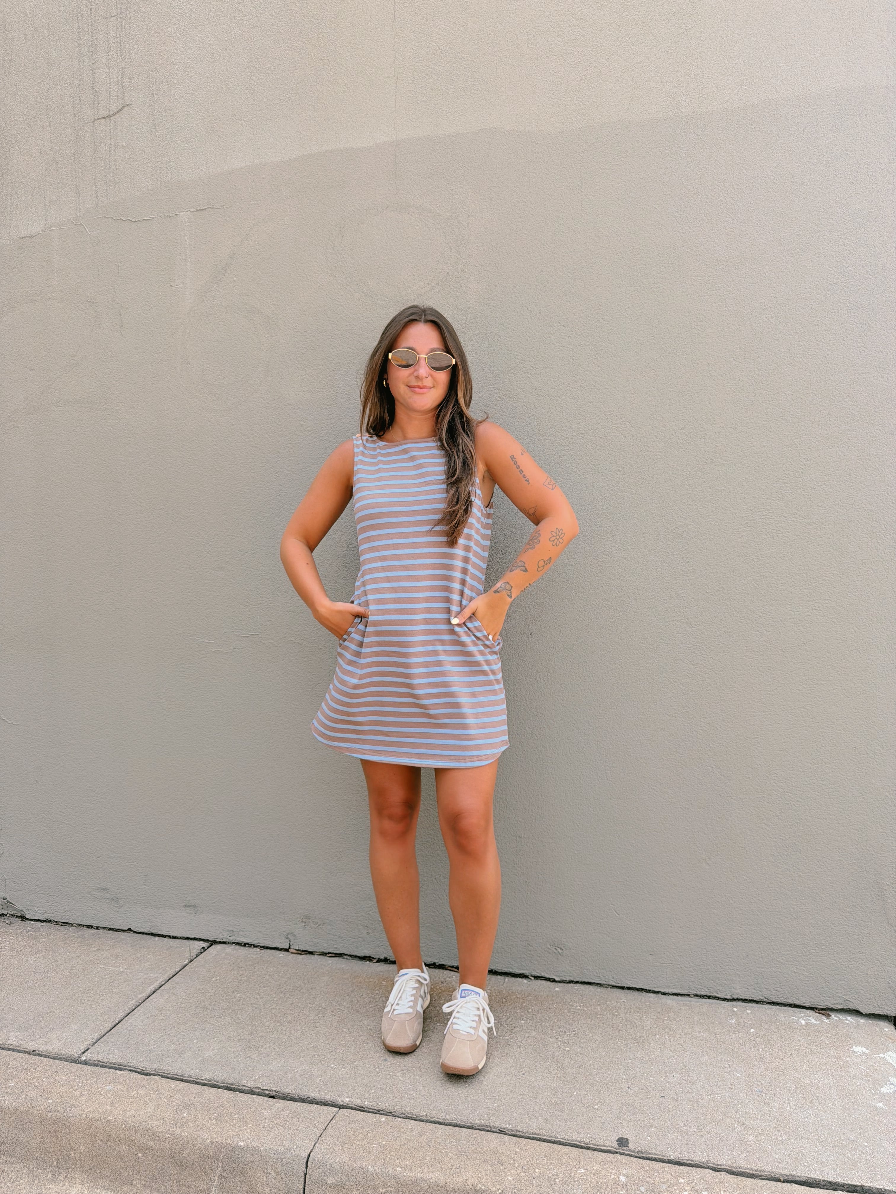 Sami Striped Boat Neck Mini Dress