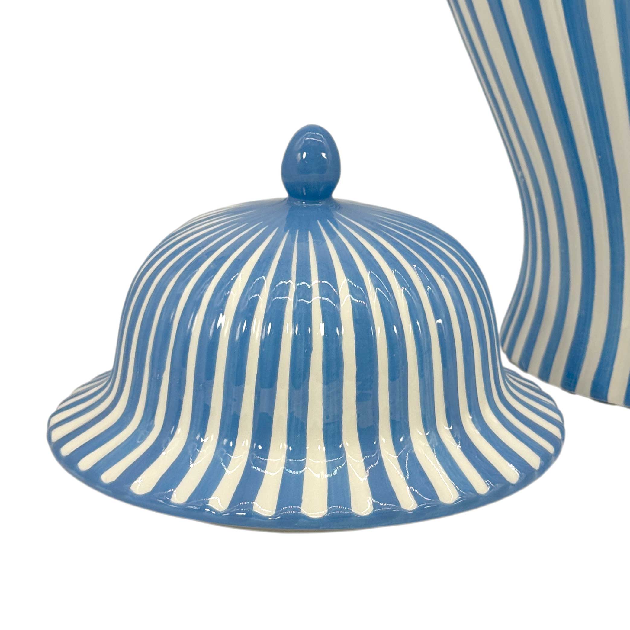 Blue & White Candy Cane Striped Ceramic Vase 18" - STORE PICK UP ONLY