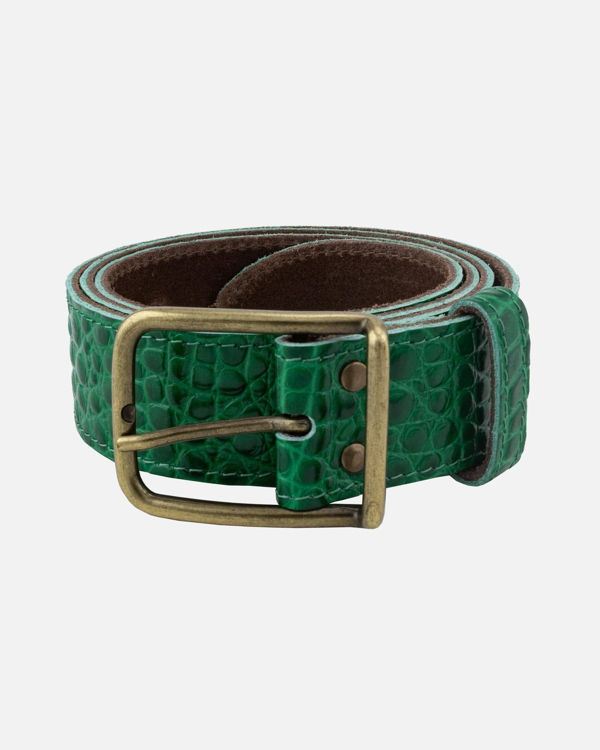 Amsterdam Heritage Belts Damy | Crocodile Embossed Leather Belt: Green
