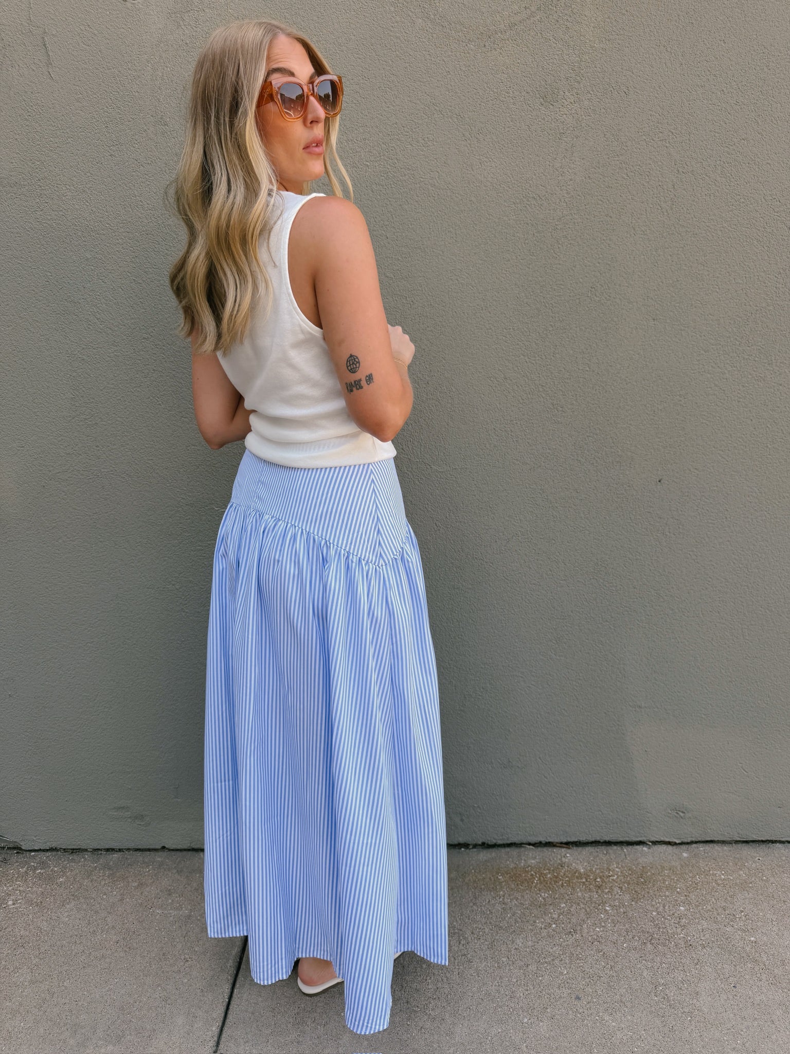 Set Your Sails Skirt - Blue & White Stripe