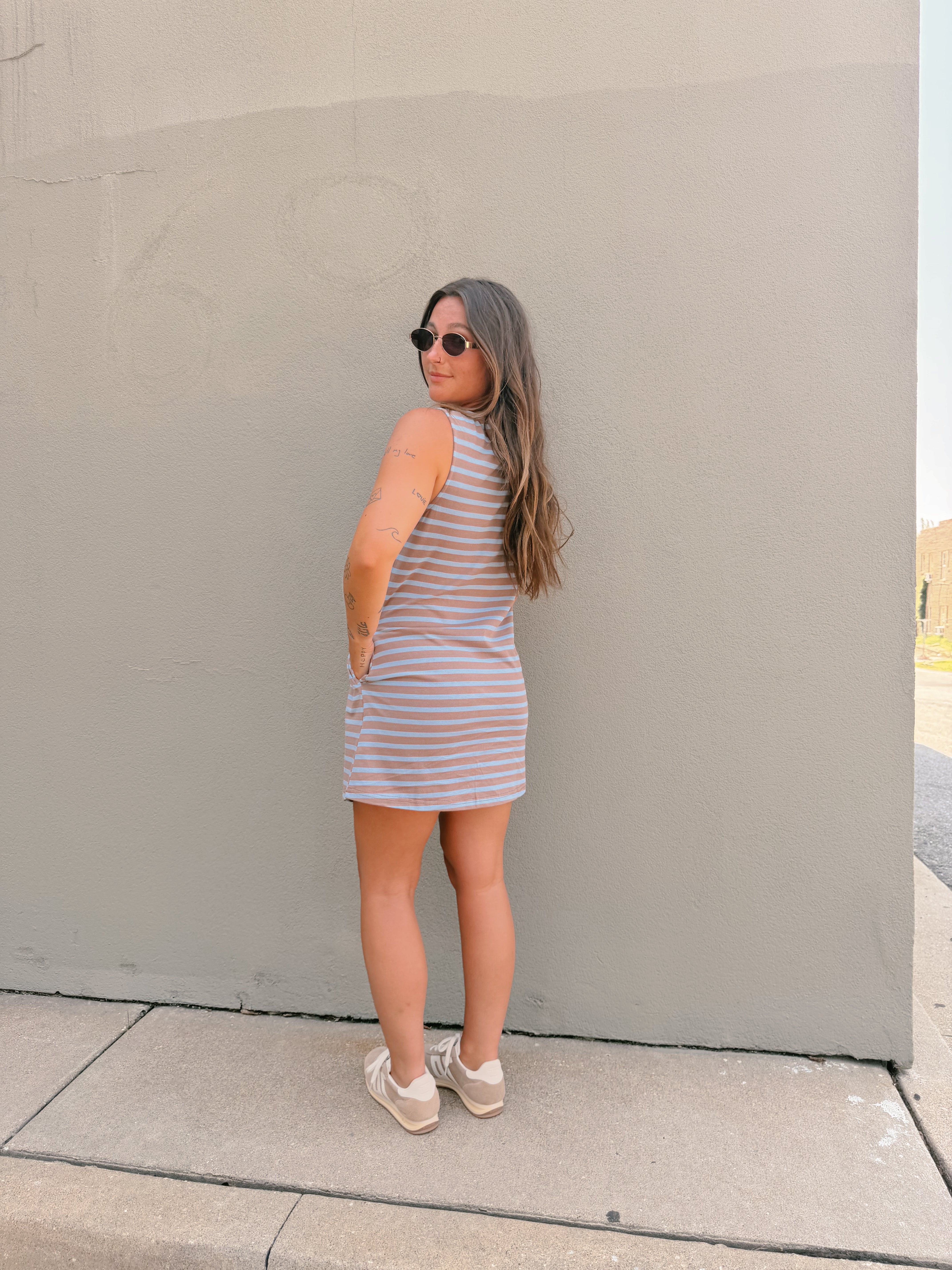 Sami Striped Boat Neck Mini Dress