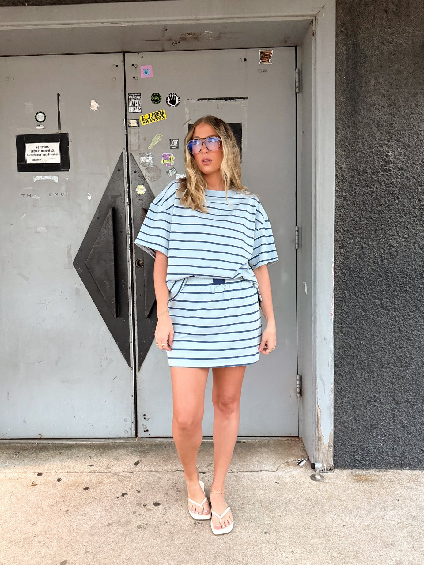 Cassie Stripe Top - Navy and Baby Blue