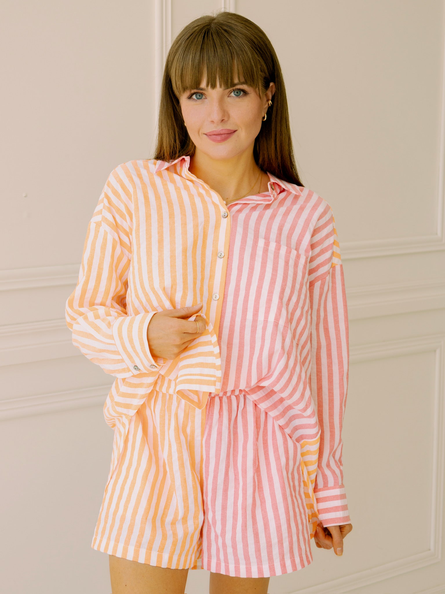 dRA Matera Top in Aurora Pink Stripe