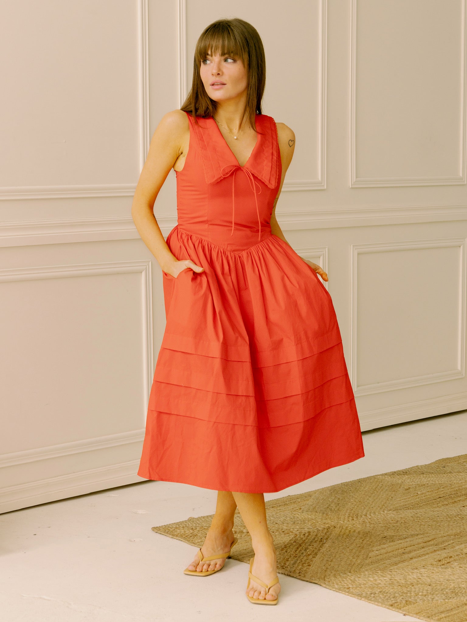 Sailor Collar Midi Dress