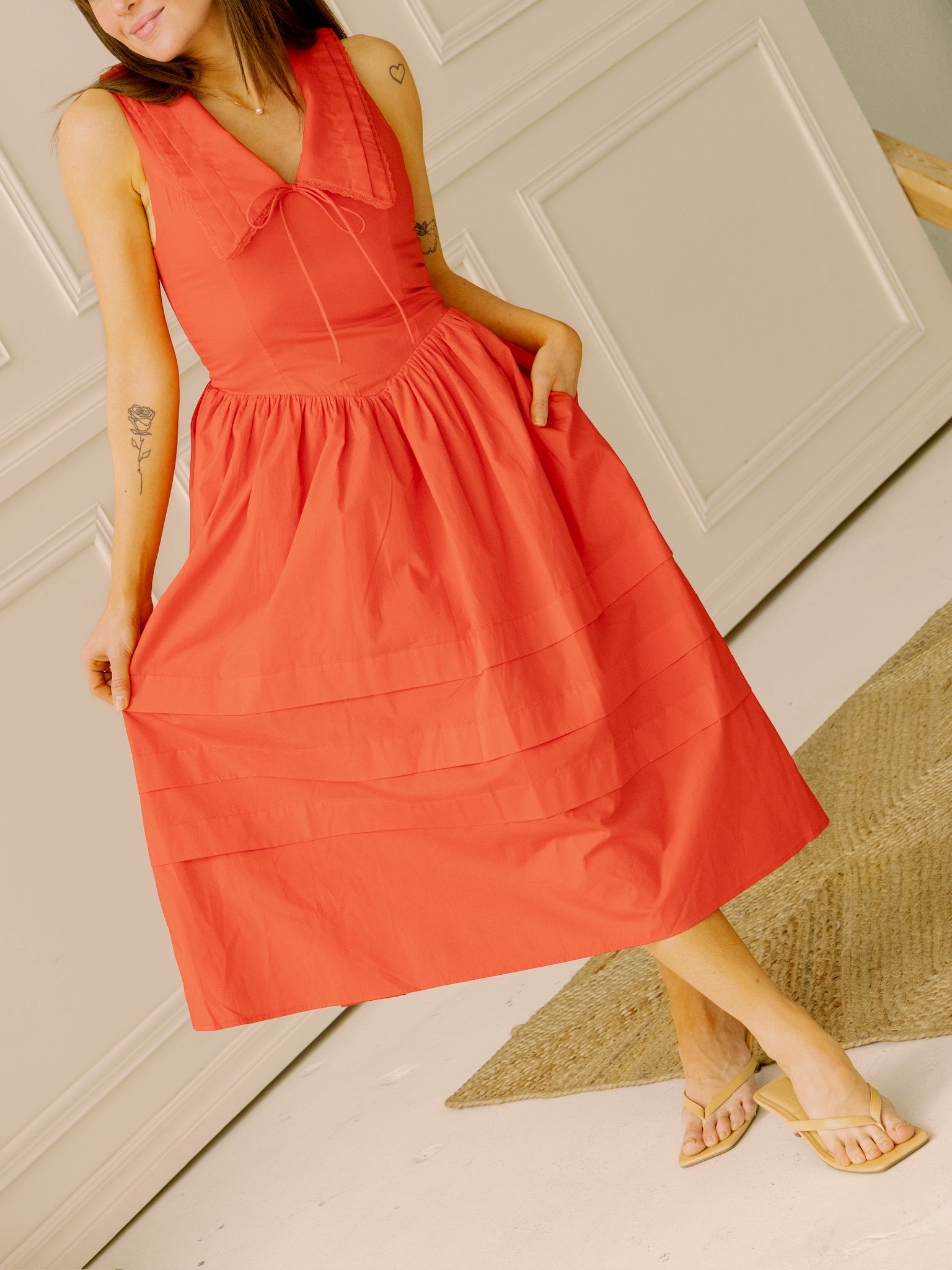 Sailor Collar Midi Dress