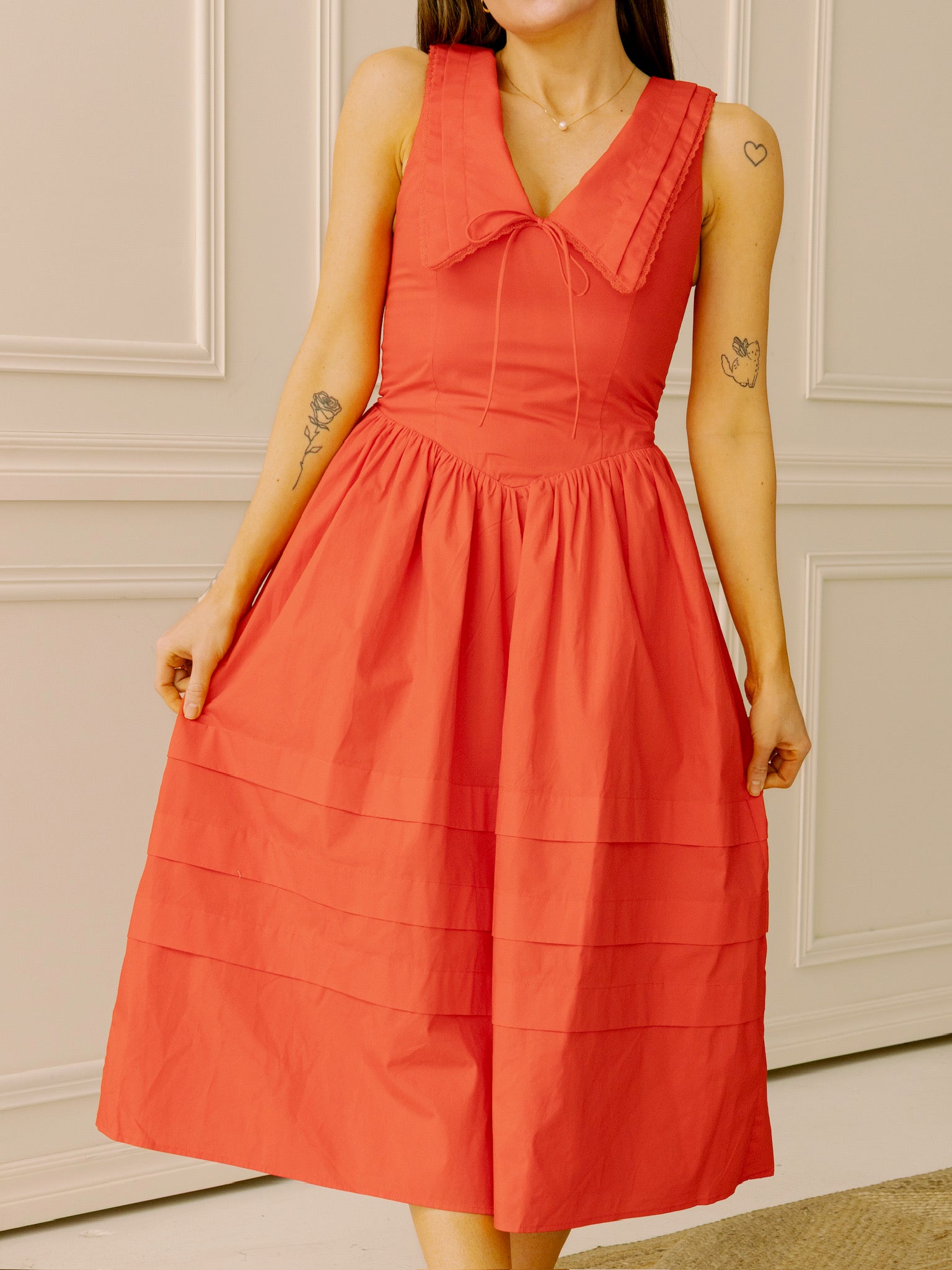 Sailor Collar Midi Dress