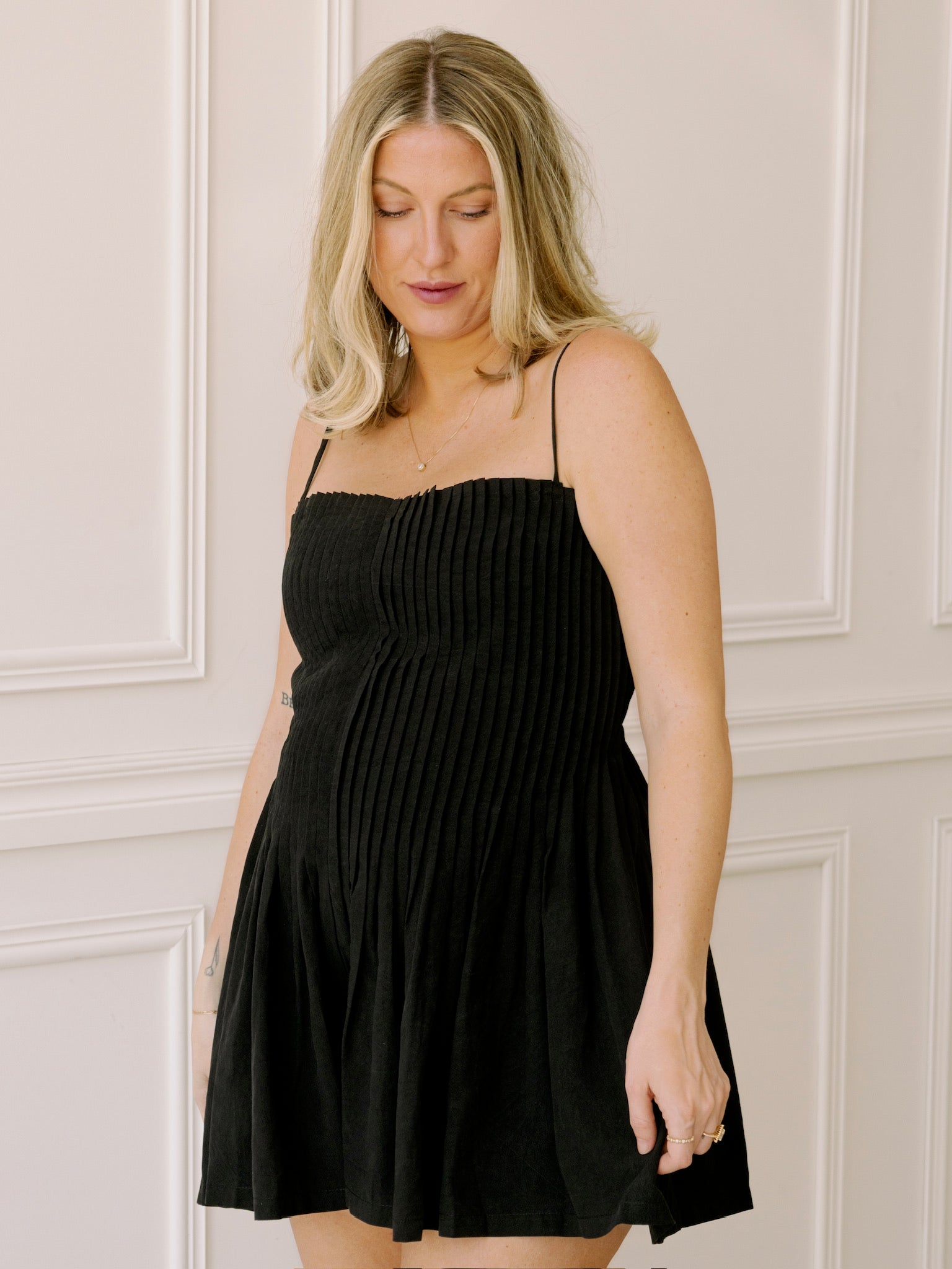 Playtime Pleated Black Romper
