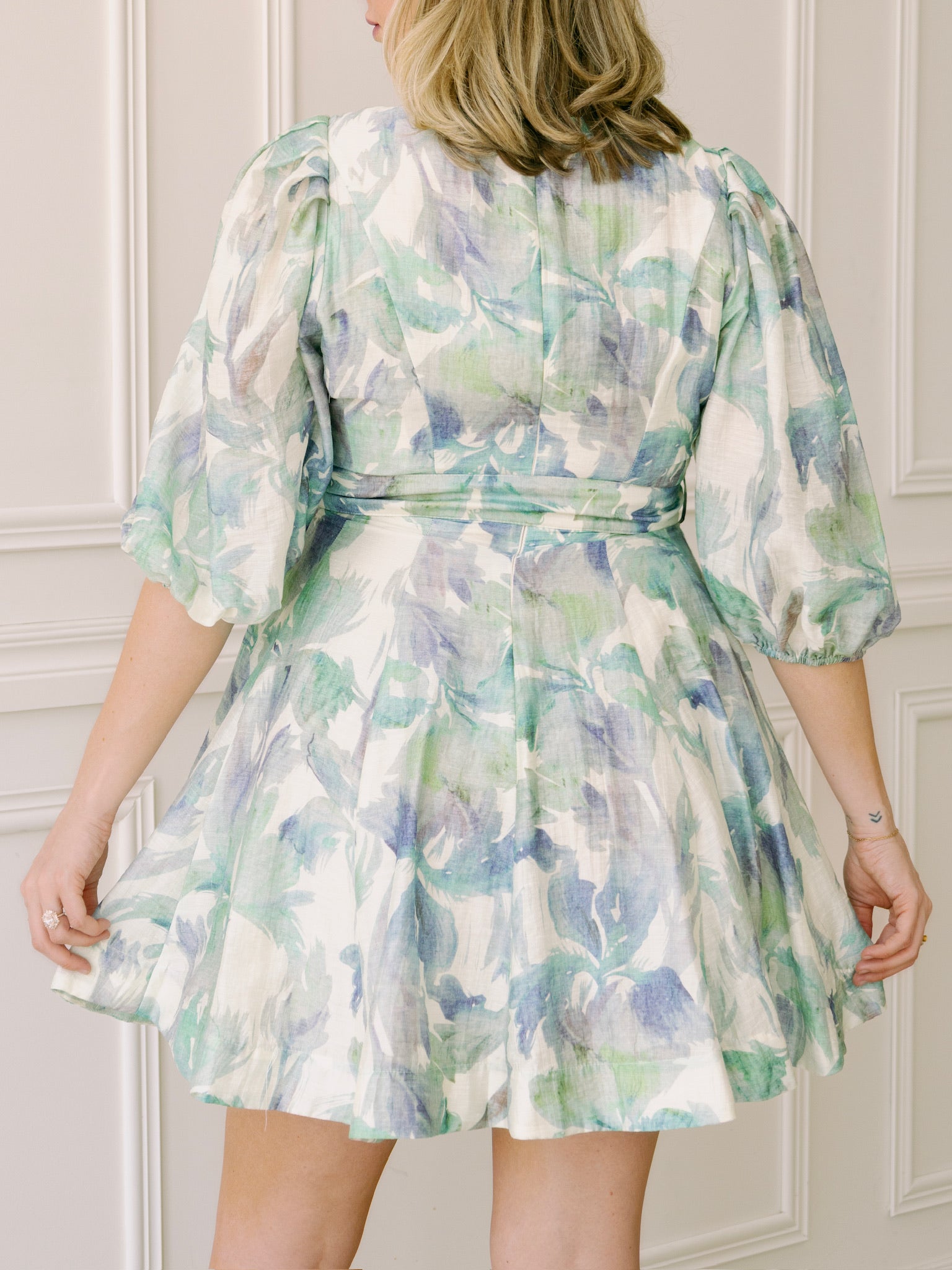 Lucy Paris Alexis Belted Dress - Turquoise Floral