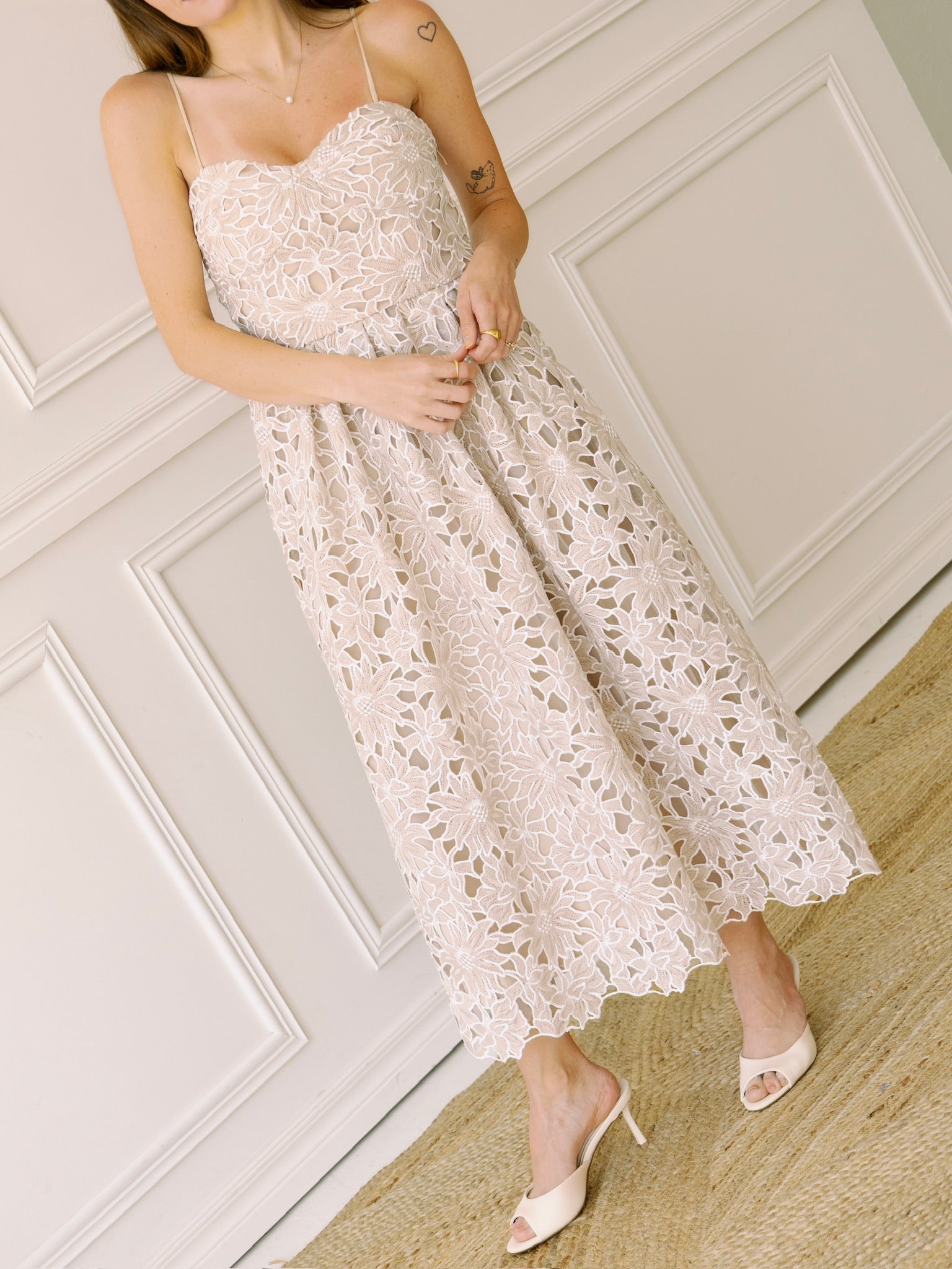 Lucy Paris Mona Lace Dress - Beige