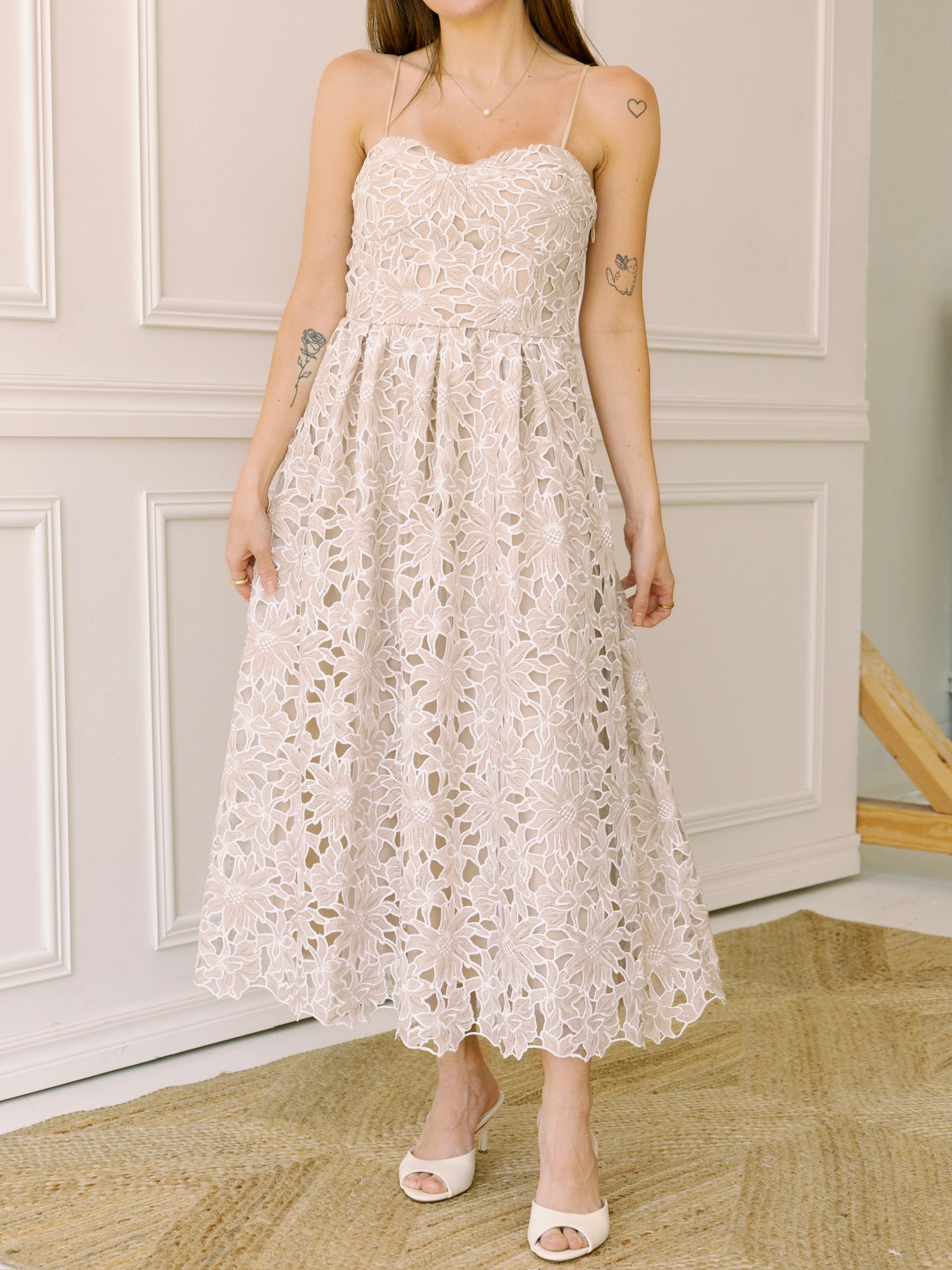 Lucy Paris Mona Lace Dress - Beige