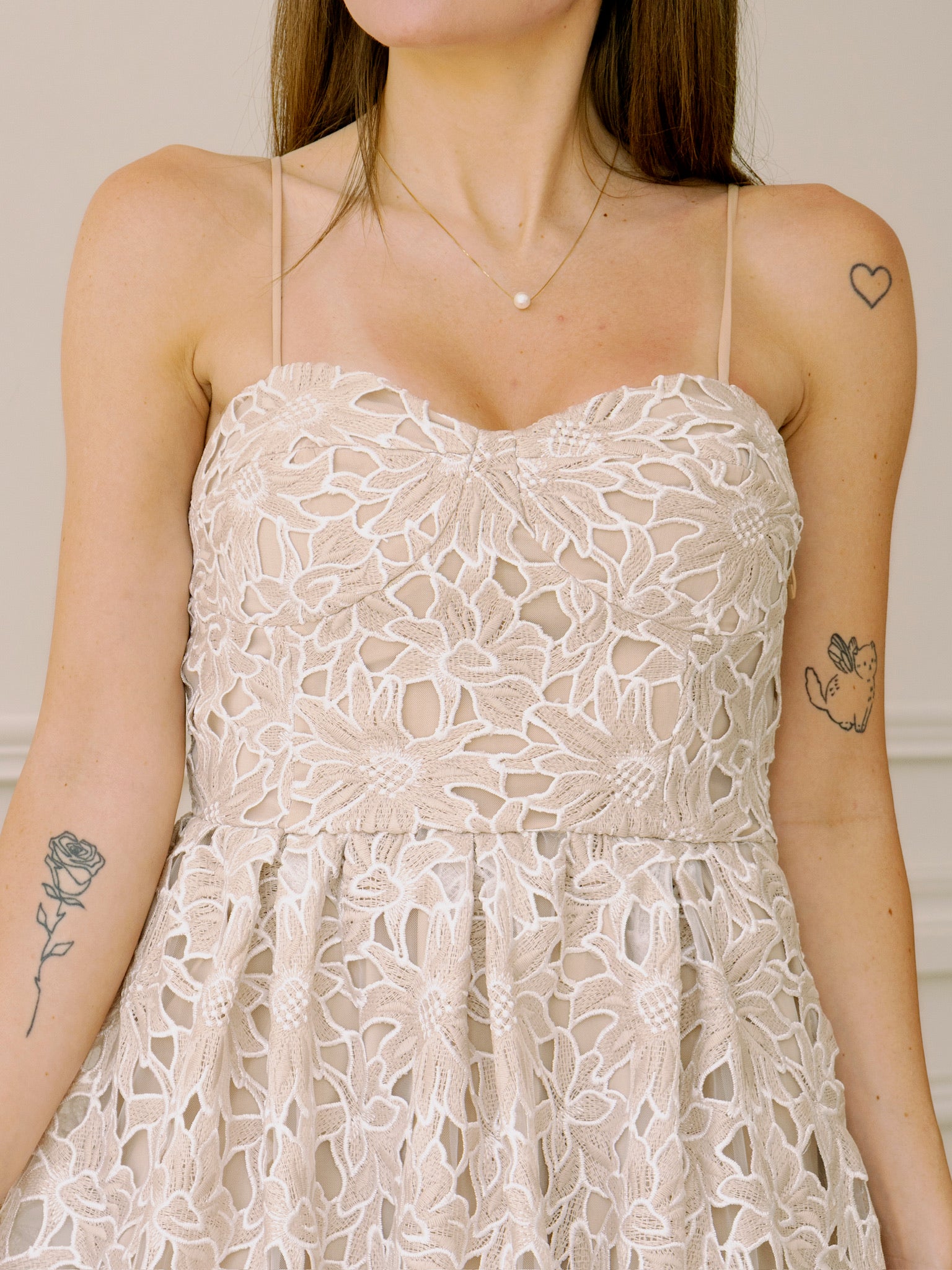 Lucy Paris Mona Lace Dress - Beige