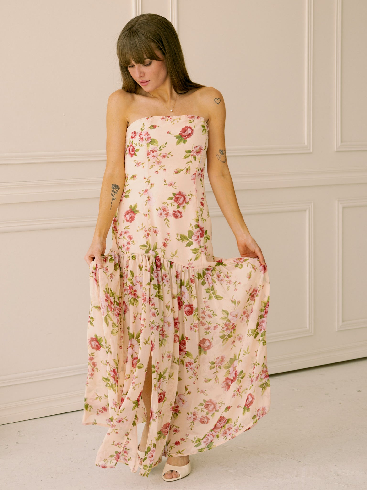 Rose Bloom Strapless Dress