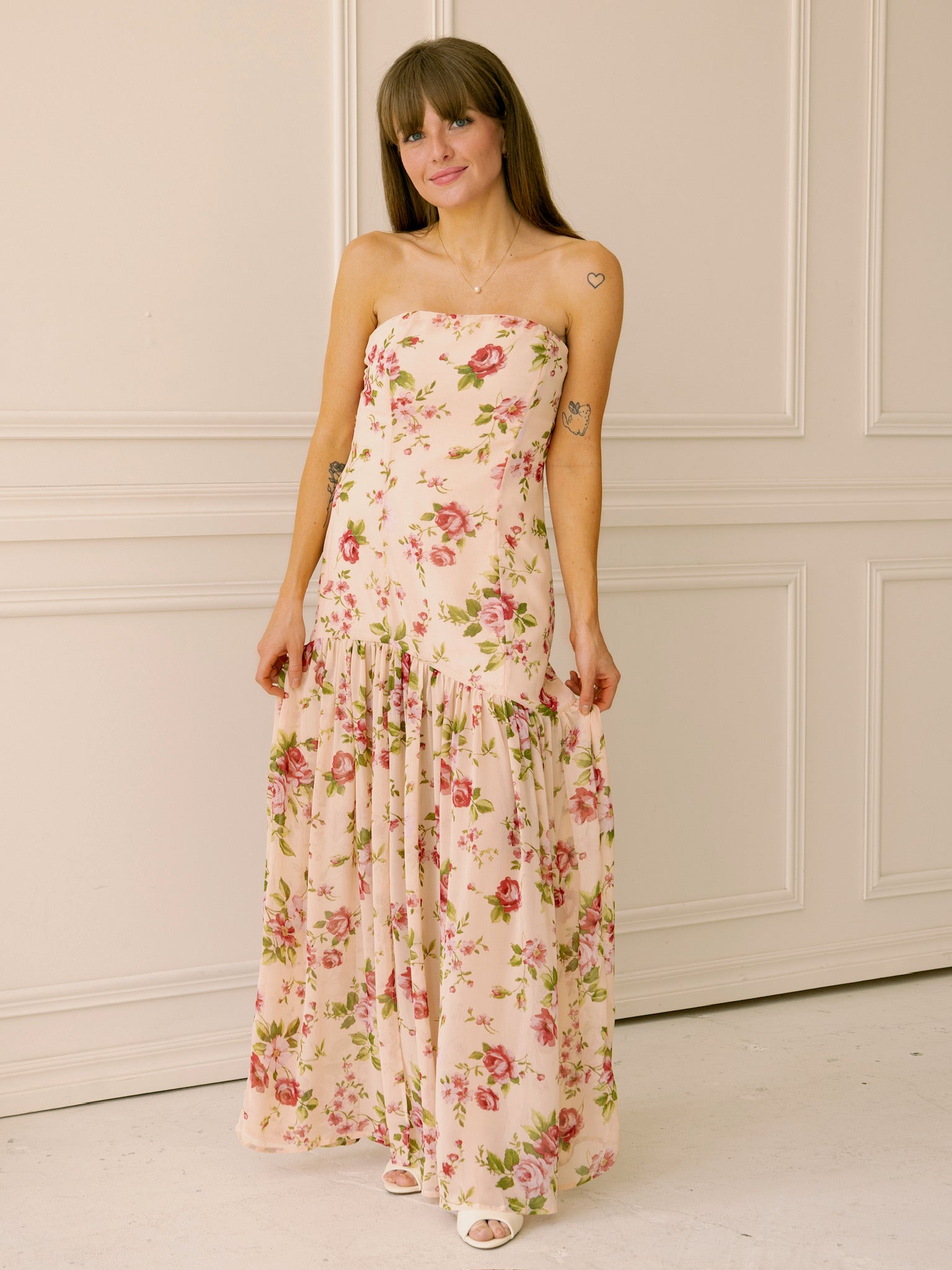 Rose Bloom Strapless Dress