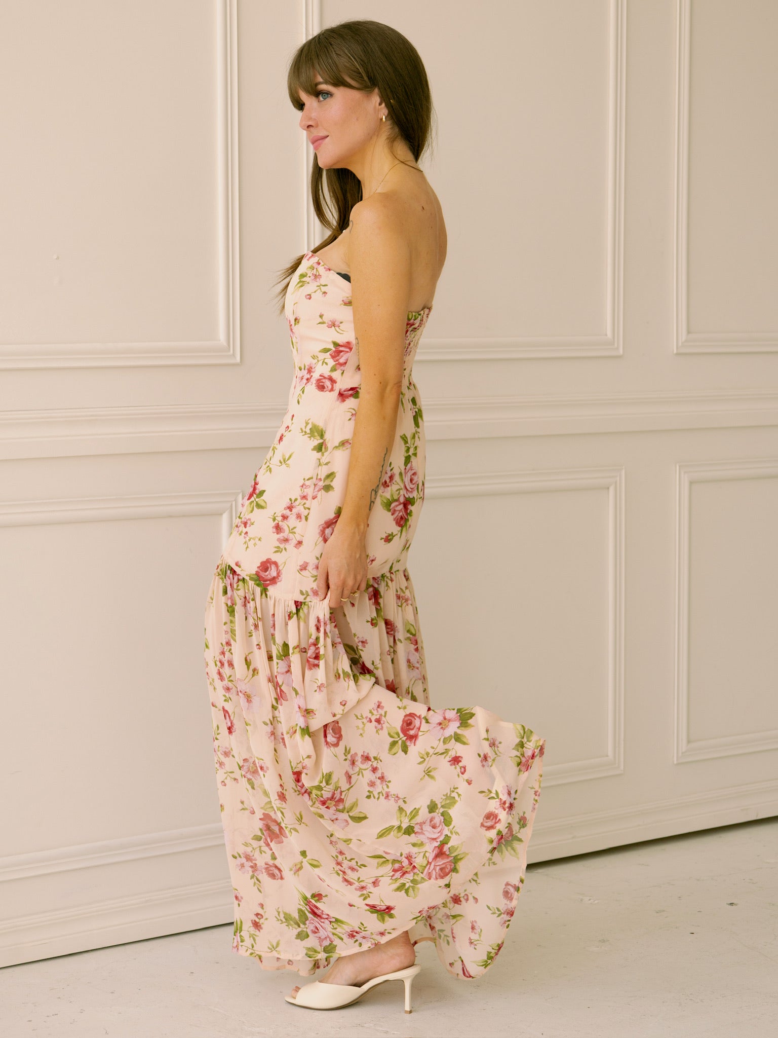Rose Bloom Strapless Dress