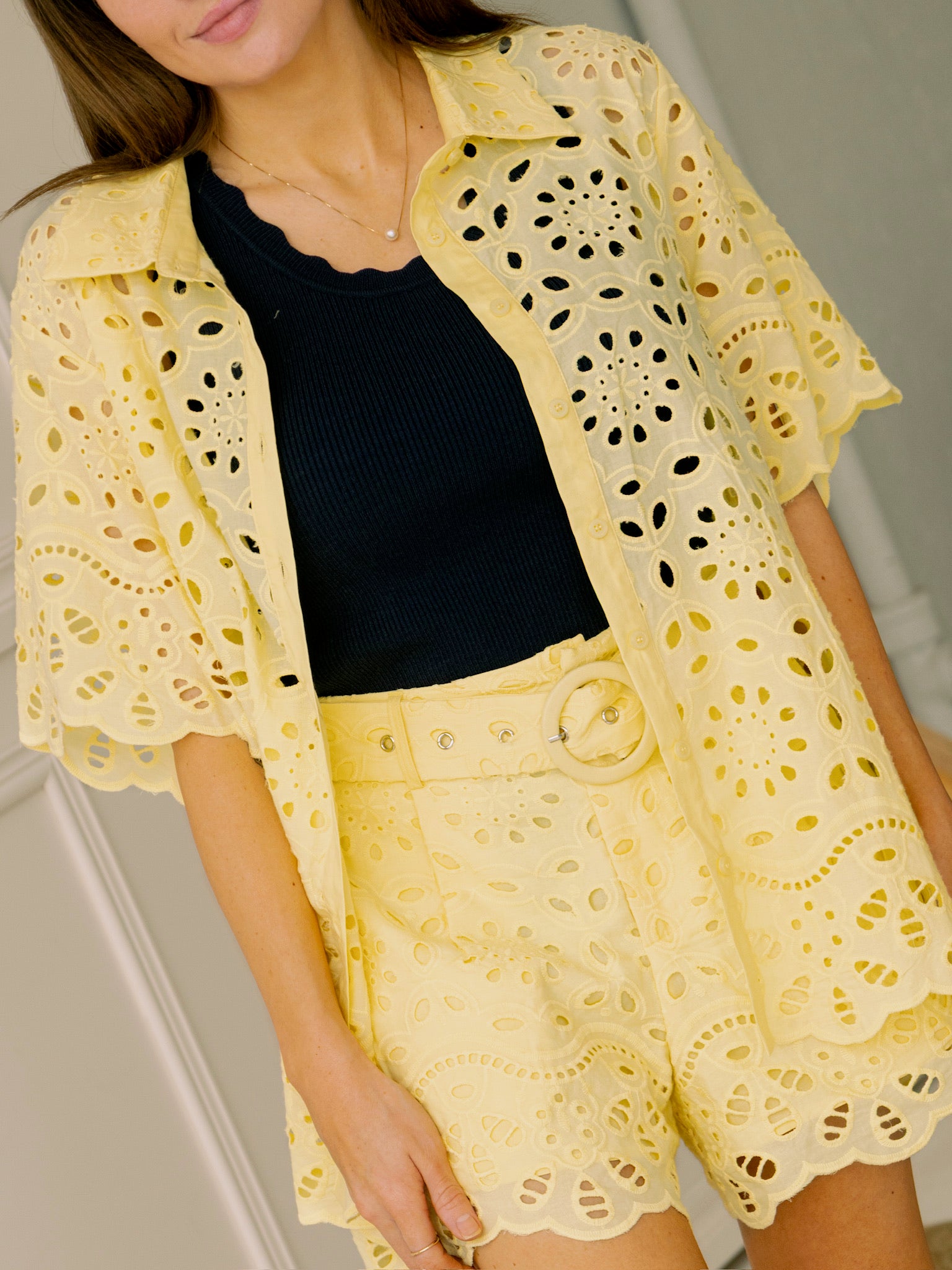 Sunny Days Embroidered Eyelet Top