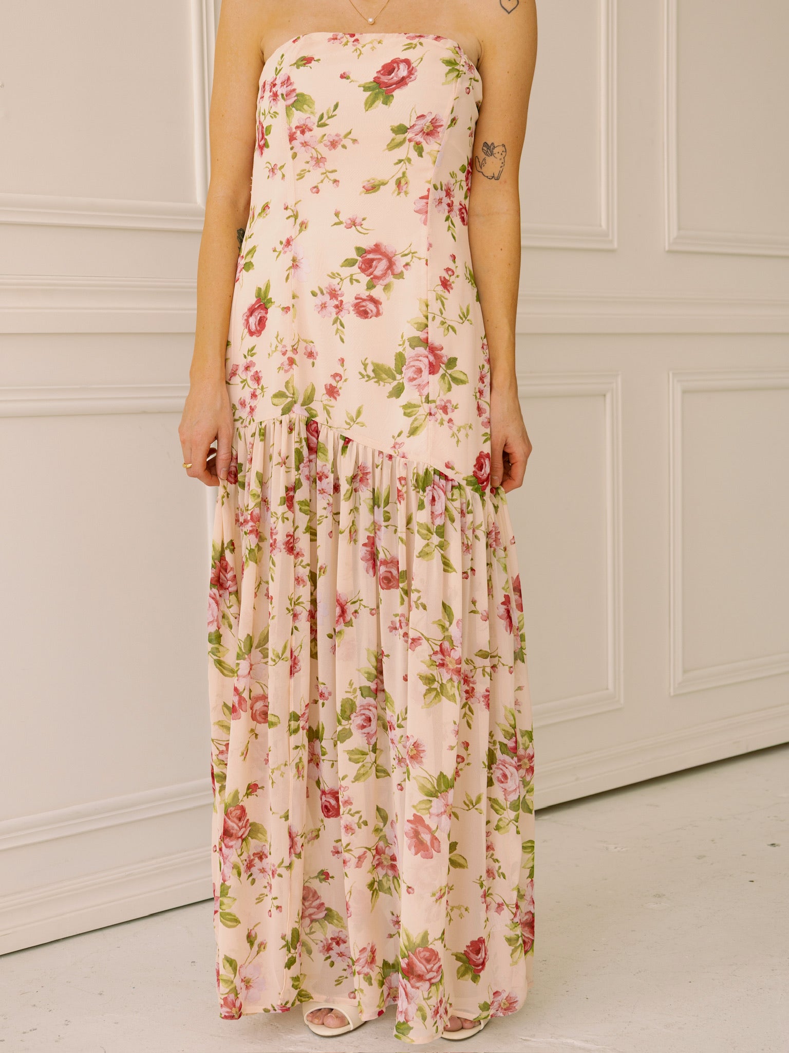 Rose Bloom Strapless Dress