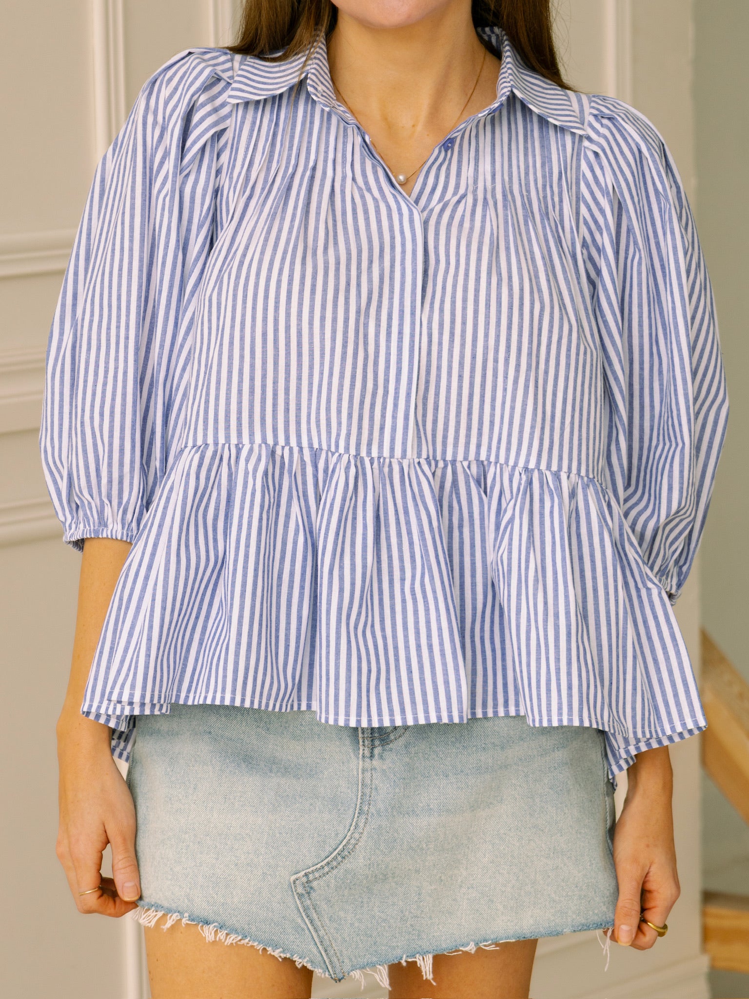 Meet Me in Santorini Aegean Stripe Top