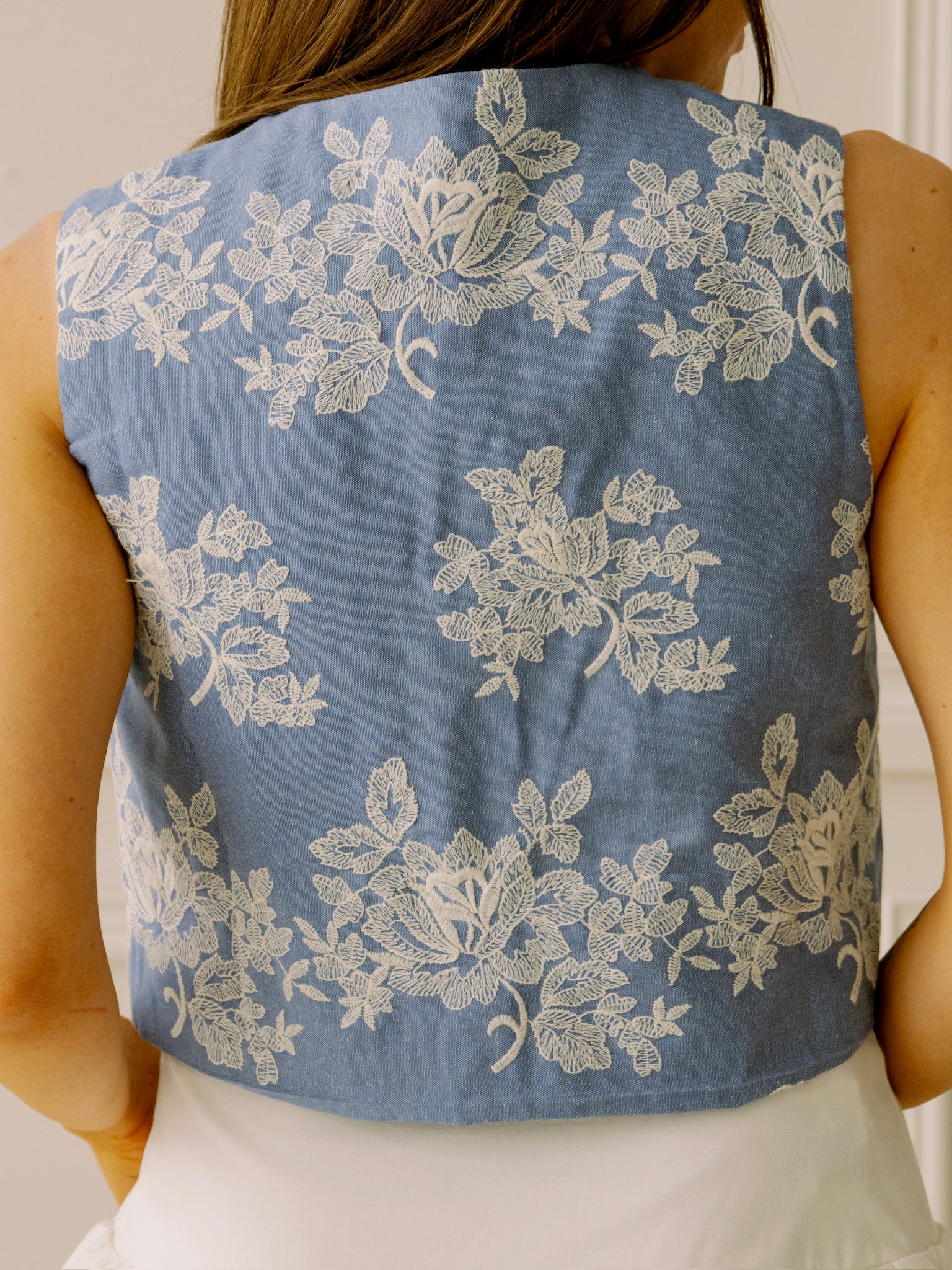 Denim Embroidered Vest