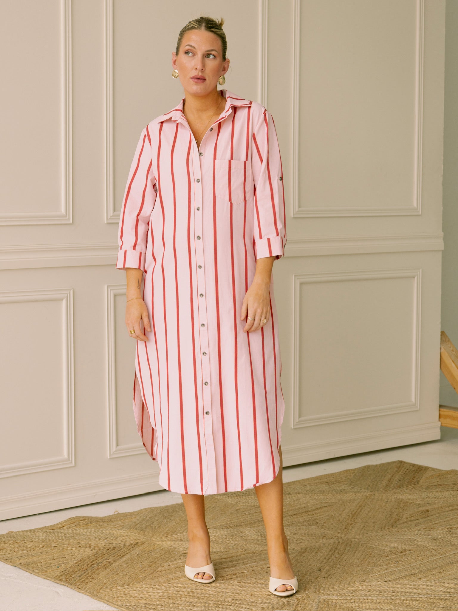 Coastal Classic Pink Button Up Maxi Dress