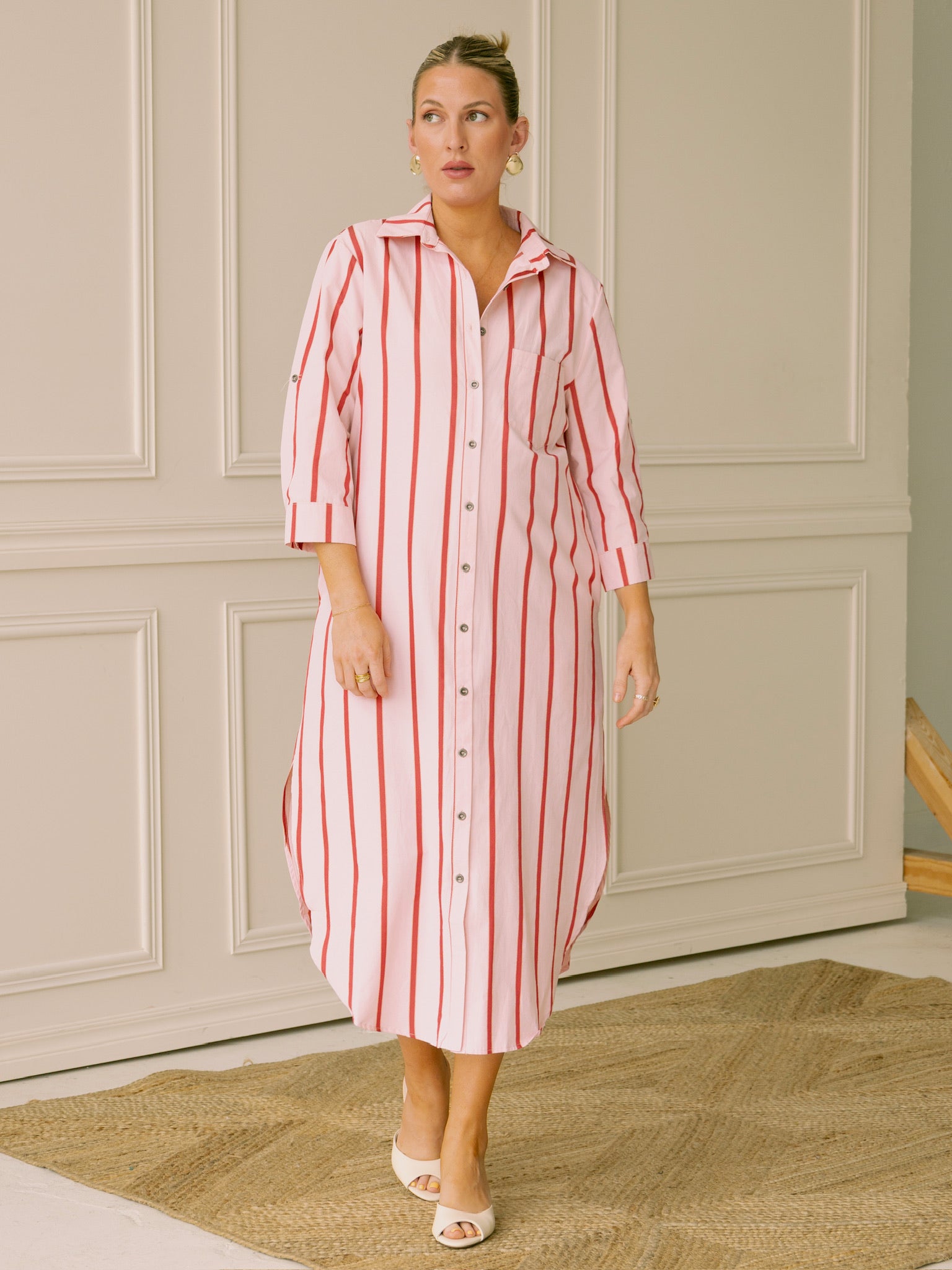 Coastal Classic Pink Button Up Maxi Dress