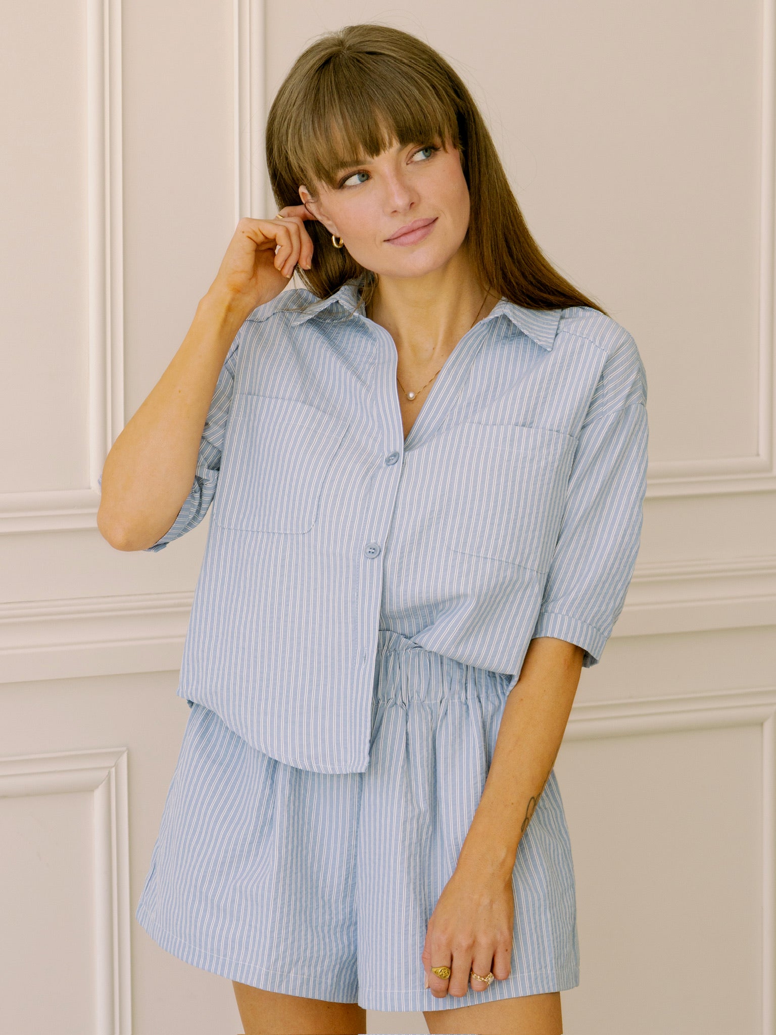 Sincerely Ours Adrian Top in Blue Stripe